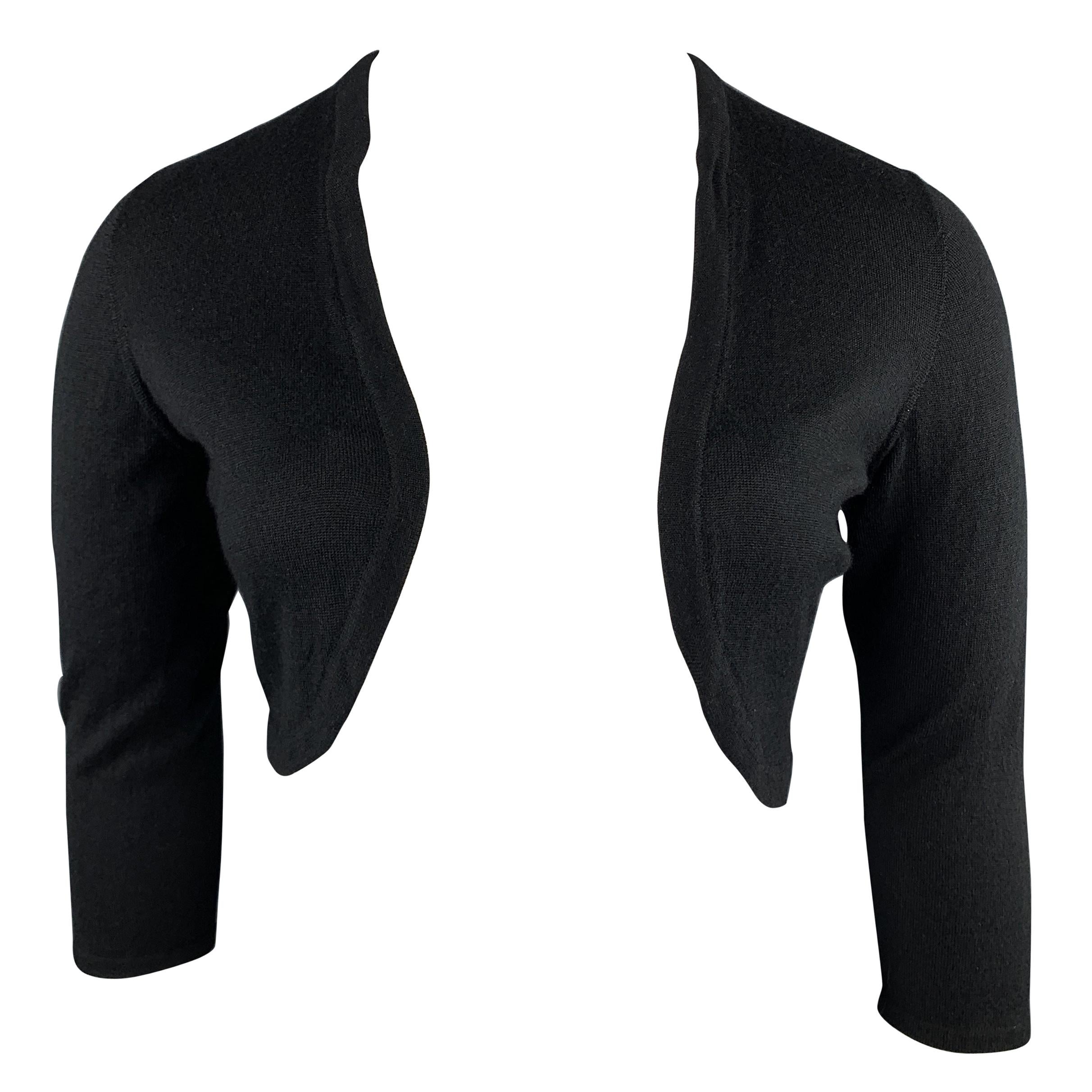 OSCAR DE LA RENTA Size L Black Cashmere / Silk Bolero Cardigan