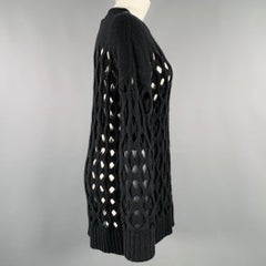OSCAR DE LA RENTA Taille M Pull noir en maille torsadée avec découpes