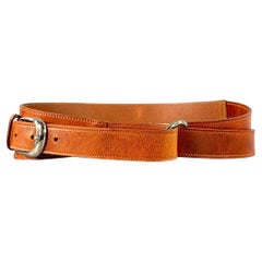 OSCAR DE LA RENTA Size M Brown Silver Leather Wrap Belt