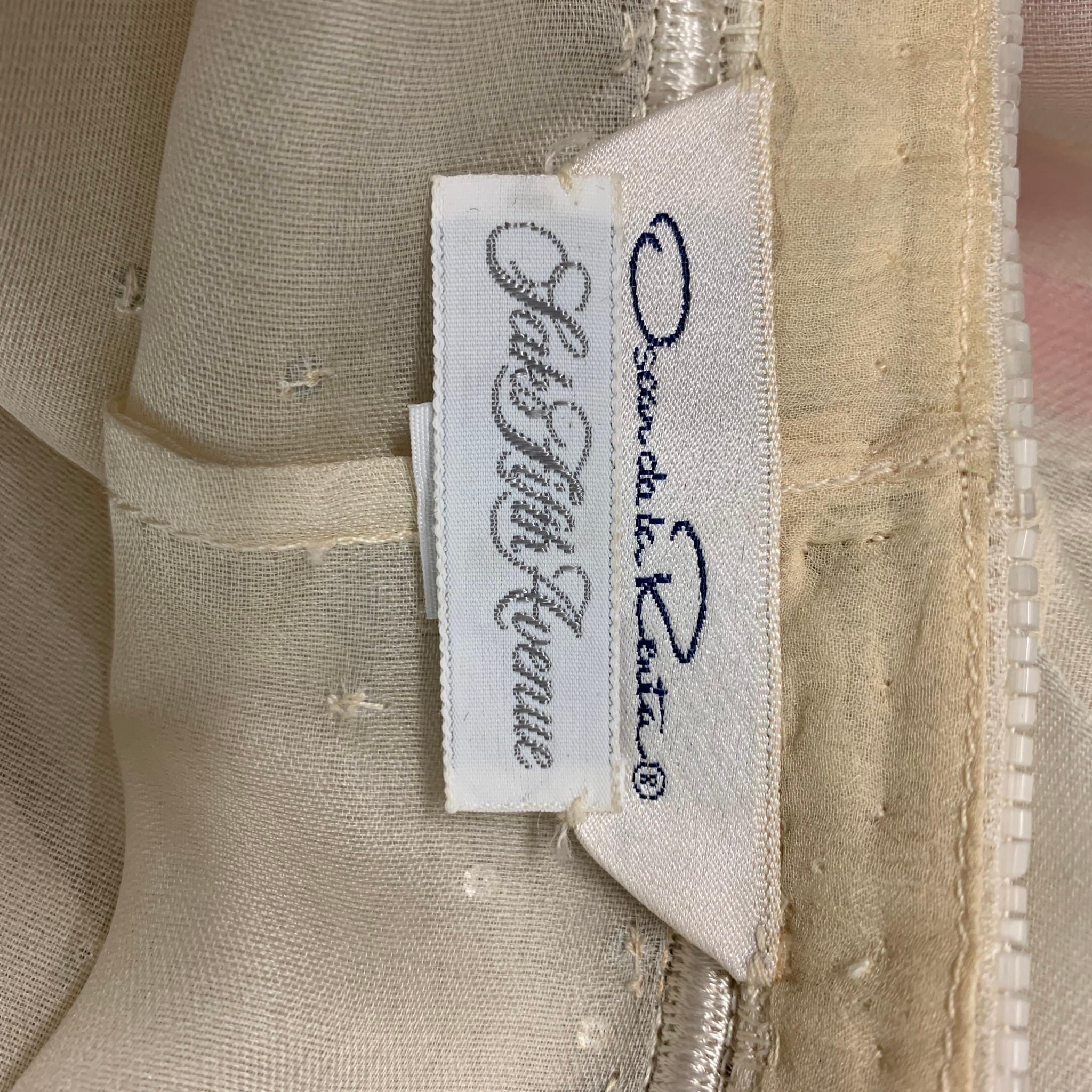 OSCAR DE LA RENTA Size M Cream Embroidered Tunic Dress Top 2