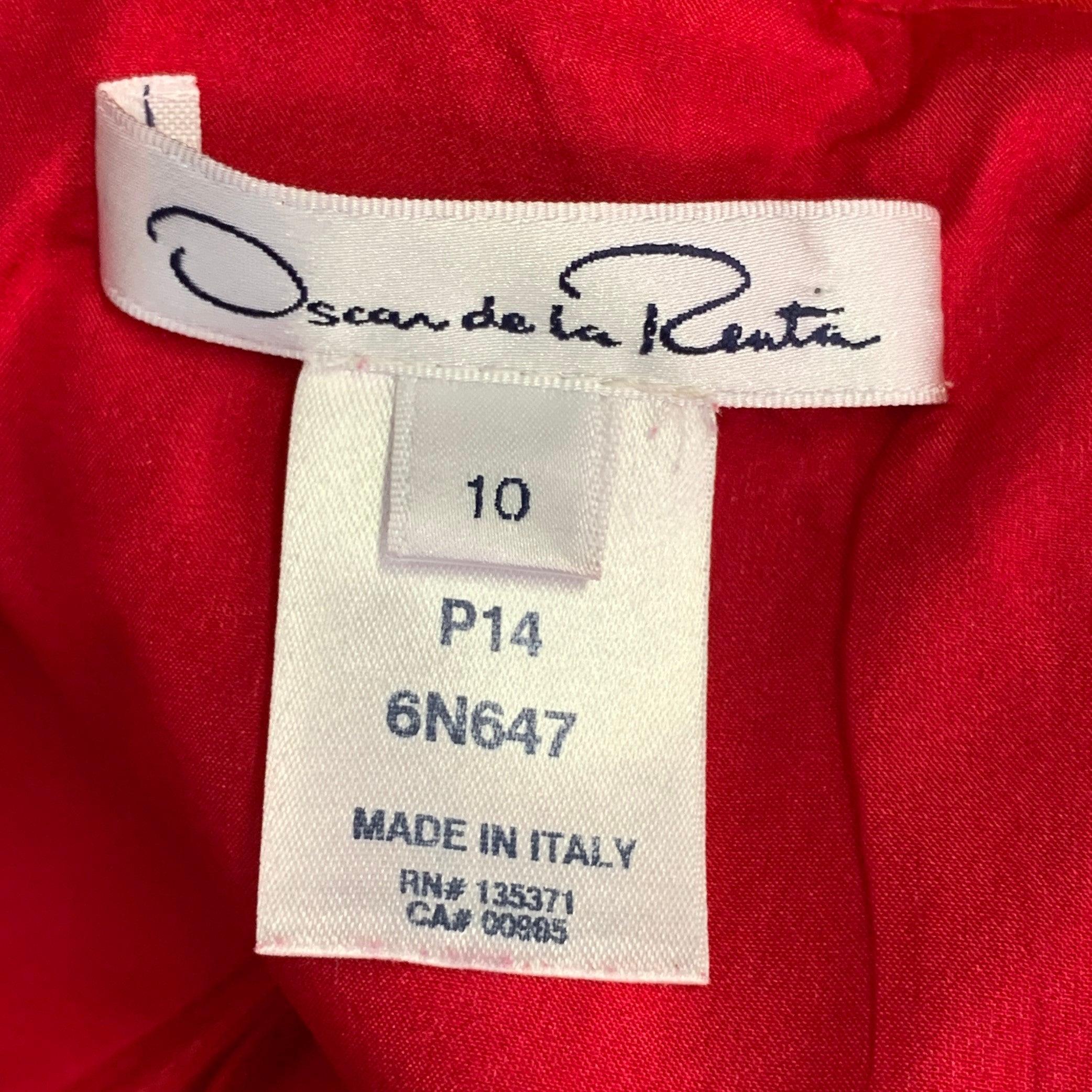 OSCAR DE LA RENTA Size M Red Silk Taffeta One Shoulder Knee Length Cocktail Dress For Sale 3