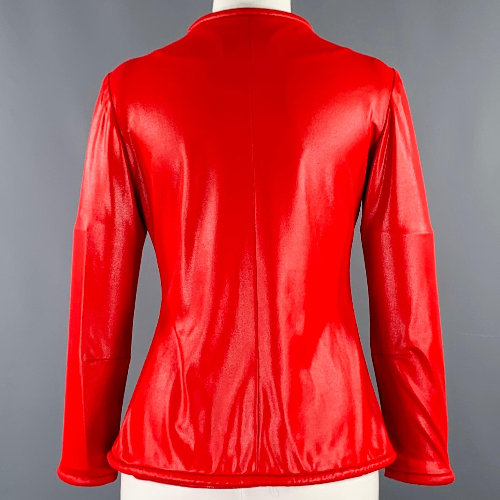 Women's OSCAR DE LA RENTA Size M Red Zip Up Cover-Up Jacket For Sale