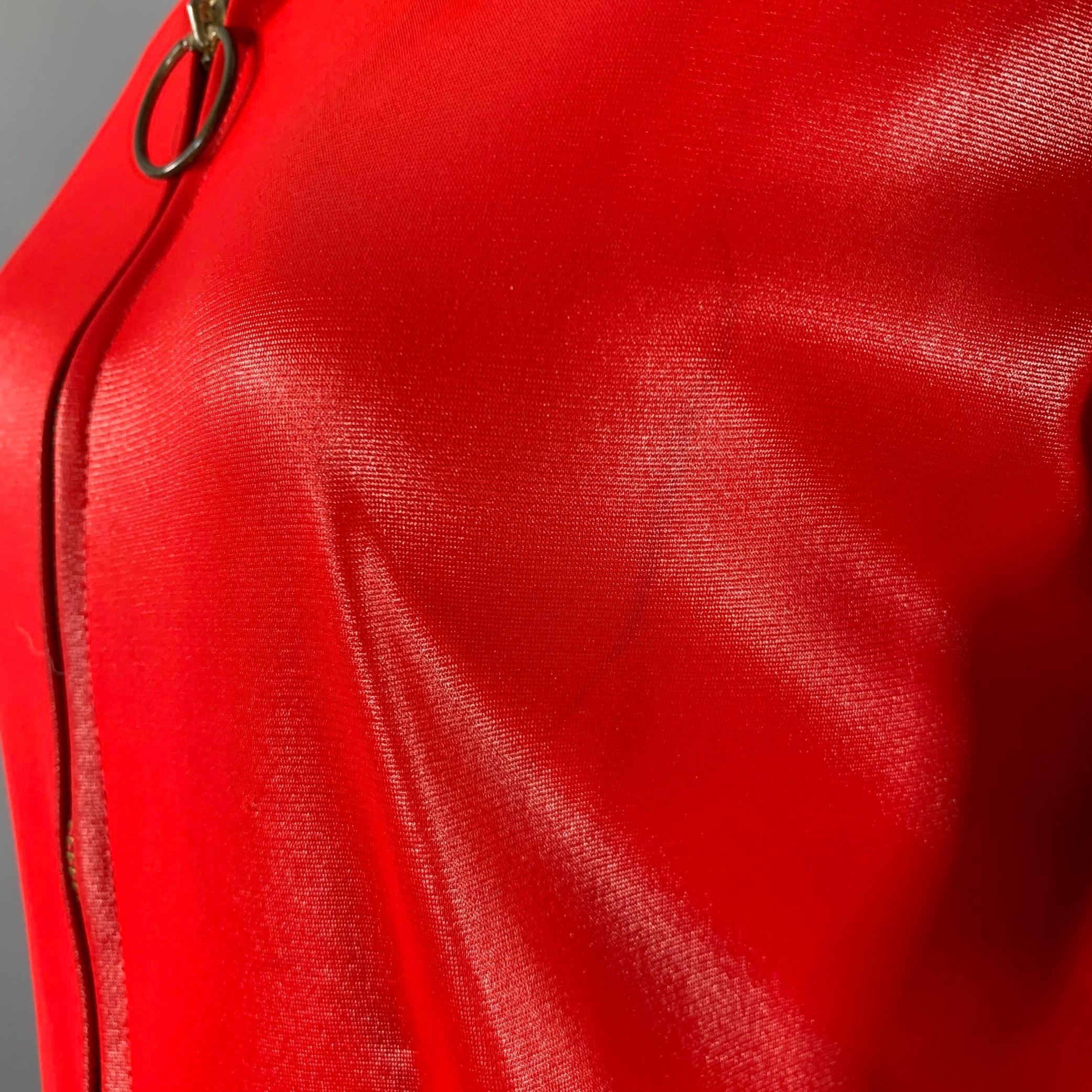 OSCAR DE LA RENTA Size M Red Zip Up Cover-Up Jacket For Sale 1