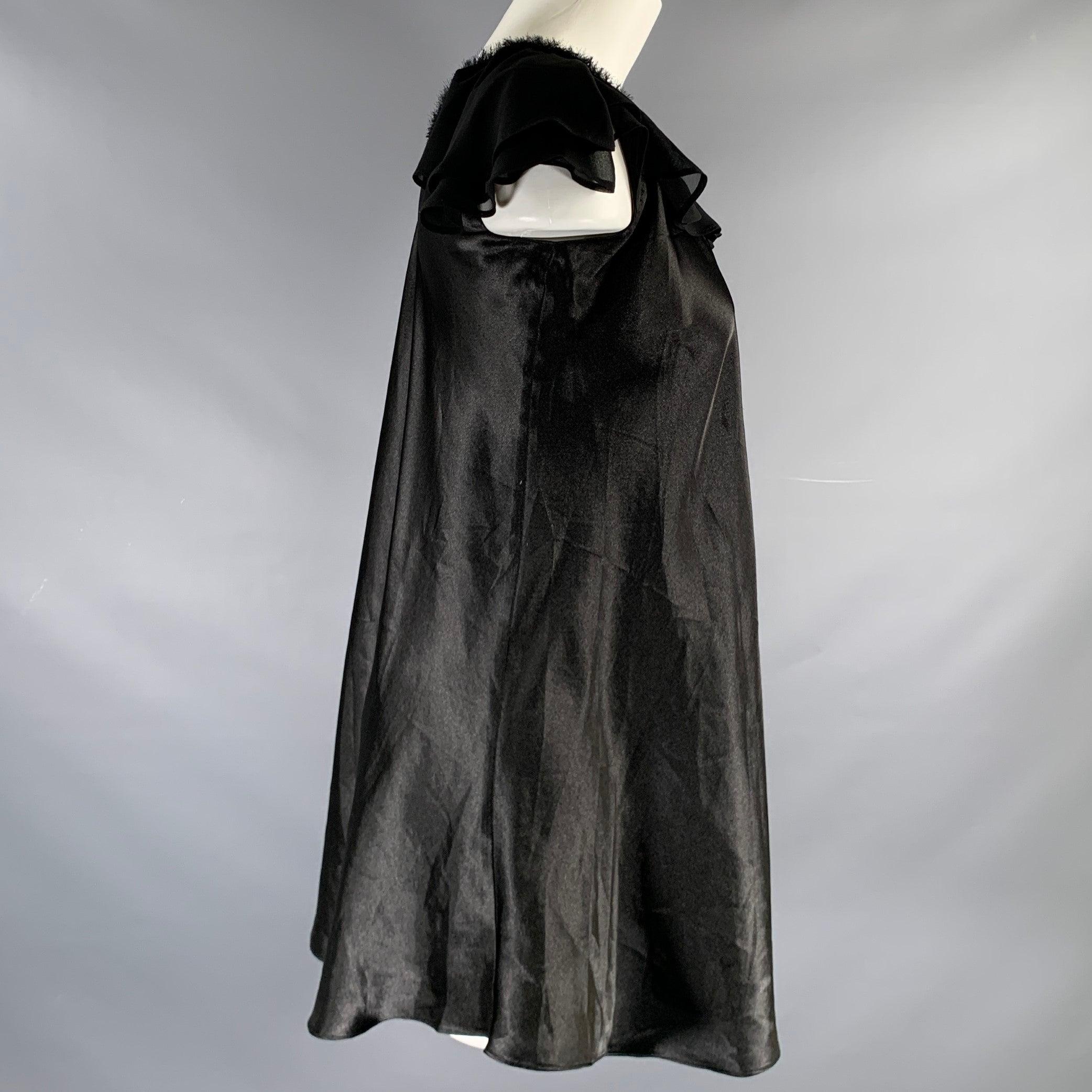 Women's OSCAR DE LA RENTA Size S Black Polyester Mixed Fabrics Butterfly Sleeve Dress