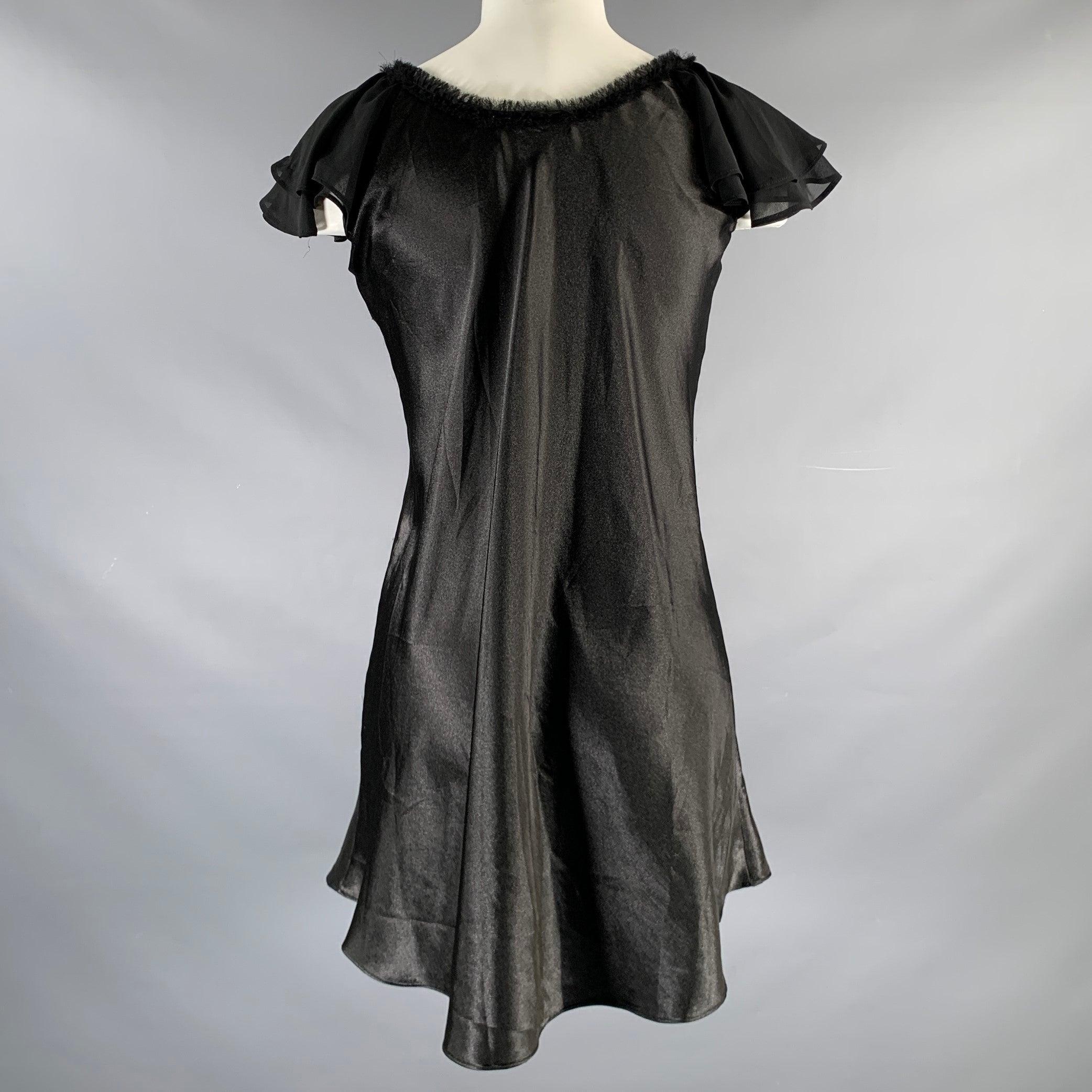 OSCAR DE LA RENTA Size S Black Polyester Mixed Fabrics Butterfly Sleeve Dress 1