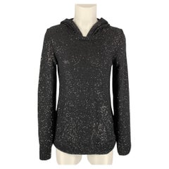 OSCAR DE LA RENTA Size S Black Silk & Polyester Sequined Pullover