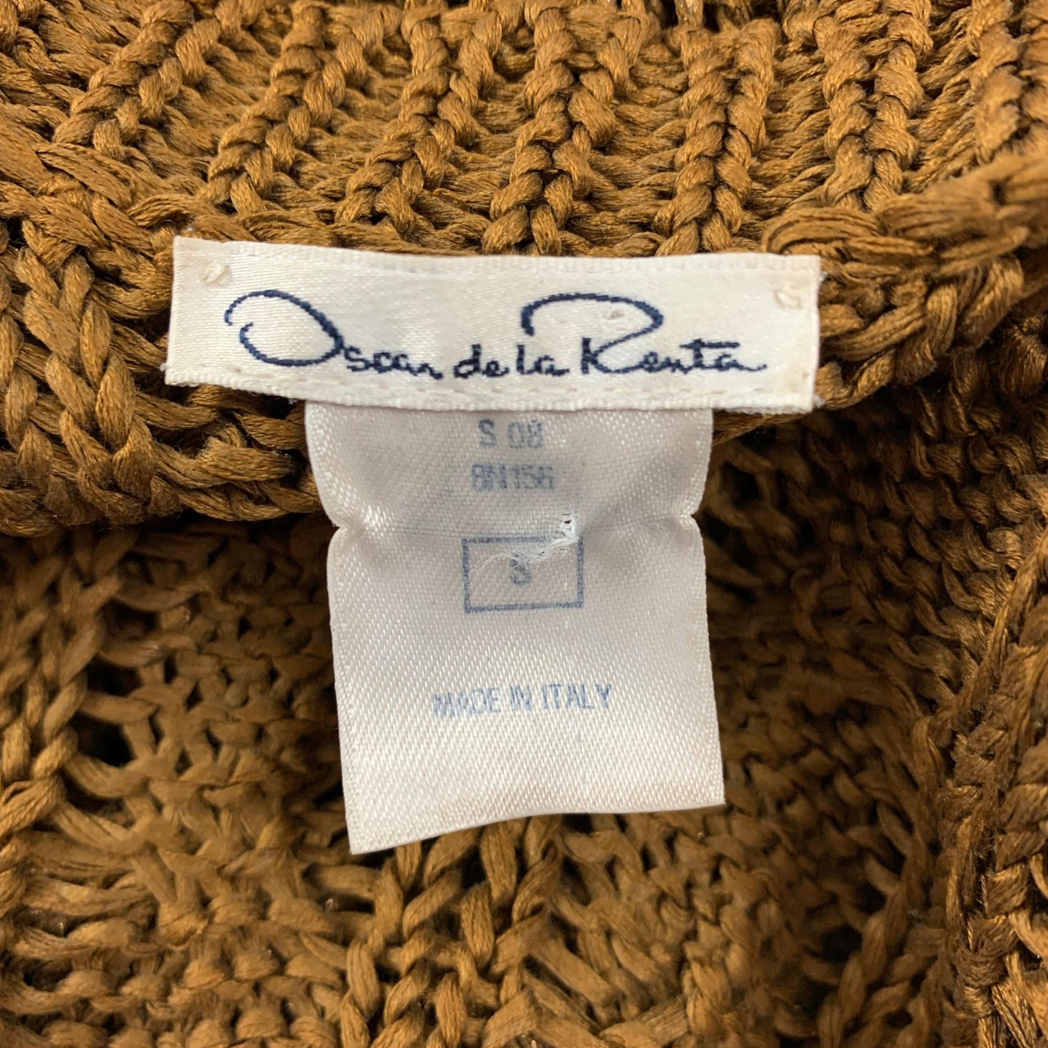 De las mujeres OSCAR DE LA RENTA Talla S Chaleco de punto de seda marrón metalizado