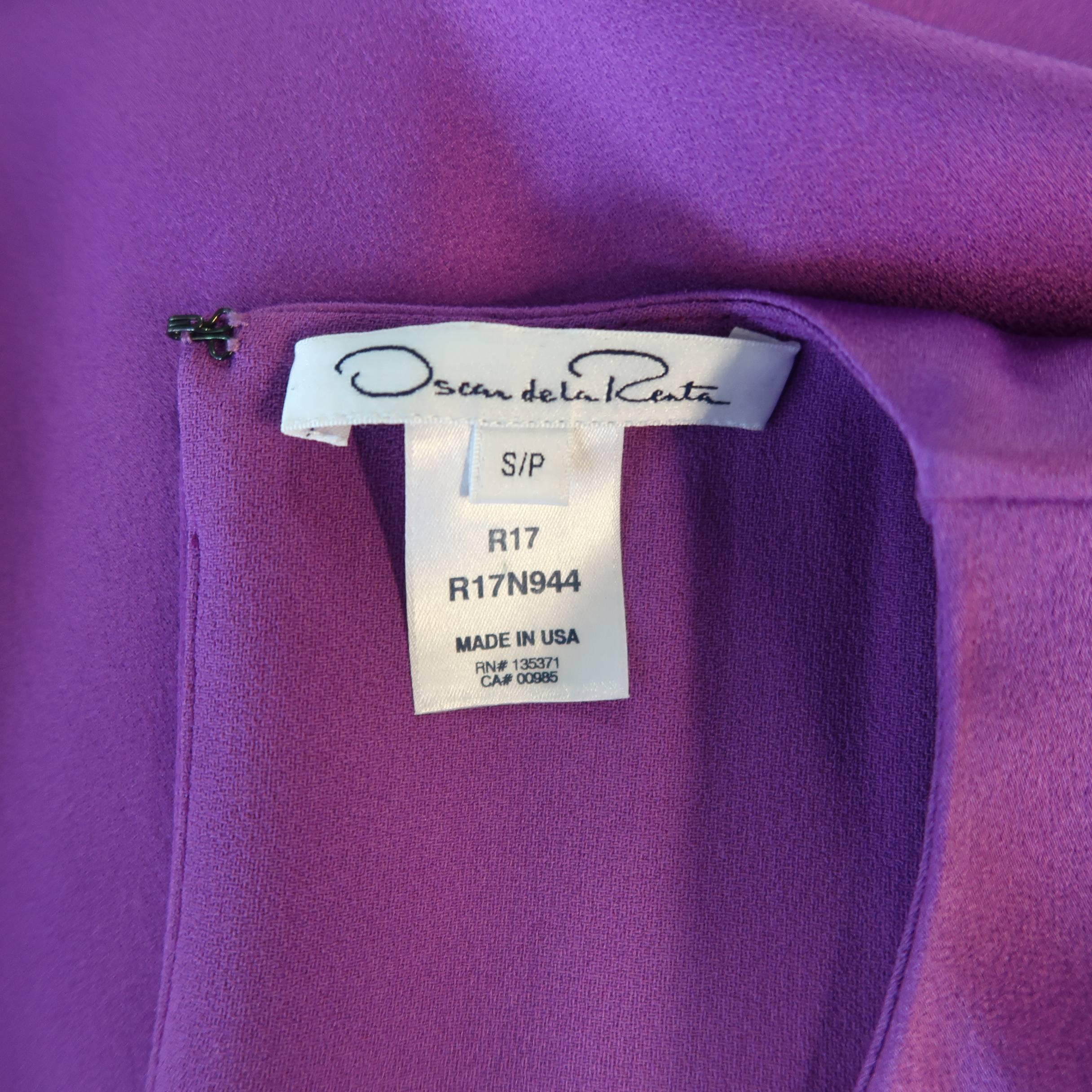 Women's OSCAR DE LA RENTA Size S Orchid Purple Silk Cape Kaftan Dress