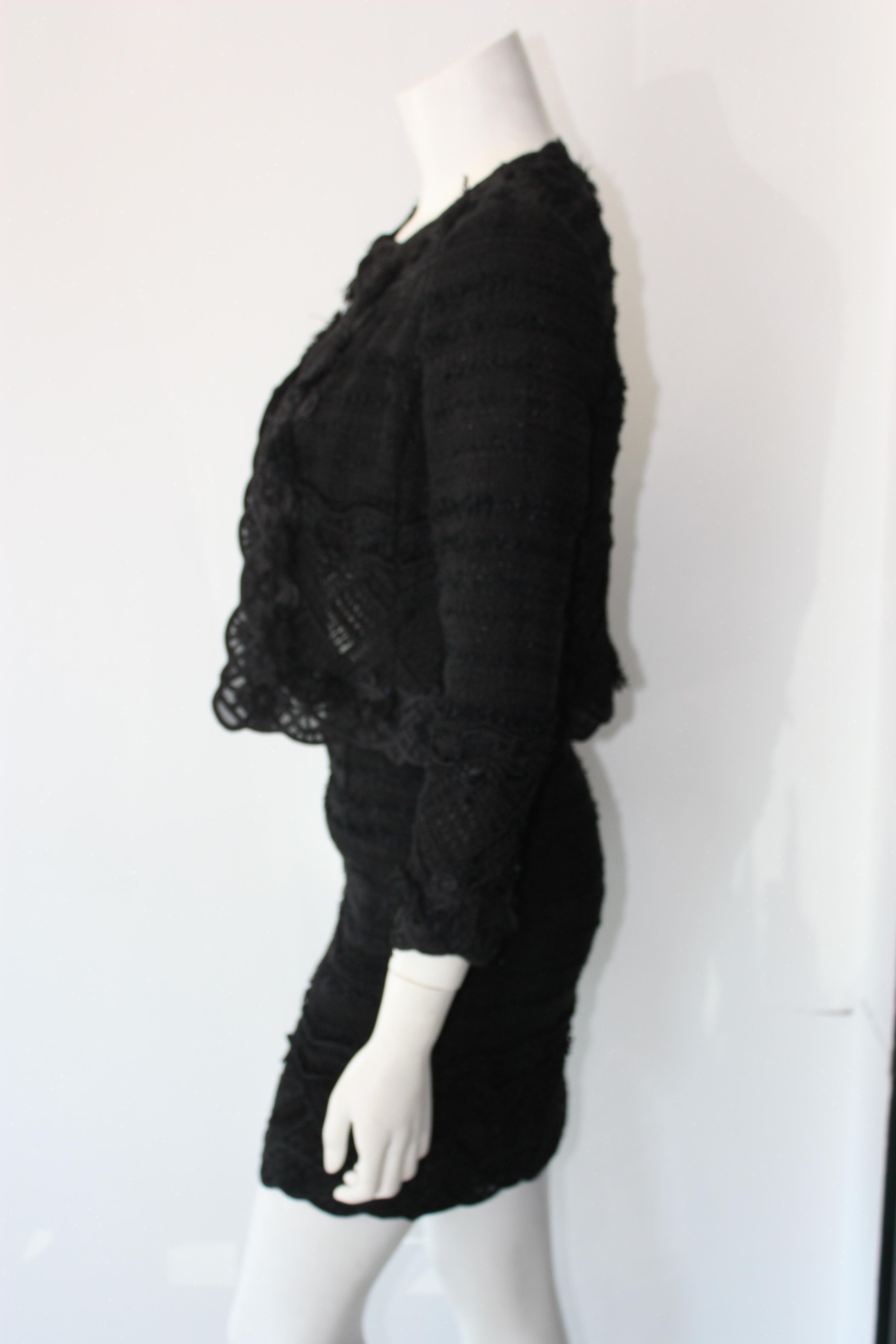 Oscar de la Renta Black Skirt Suit Ensemble Size 2  For Sale 1
