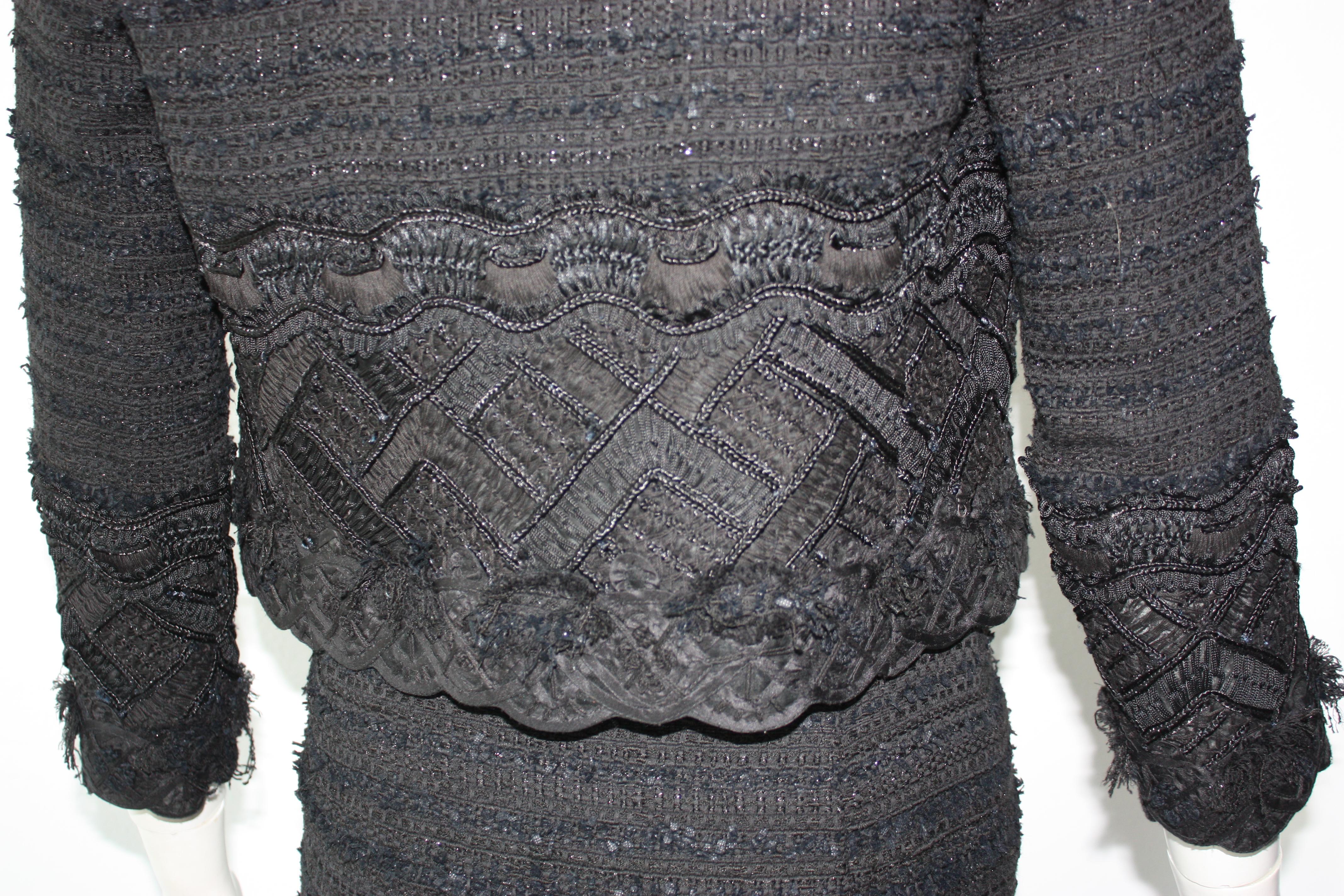 Oscar de la Renta Black Skirt Suit Ensemble Size 2  For Sale 2