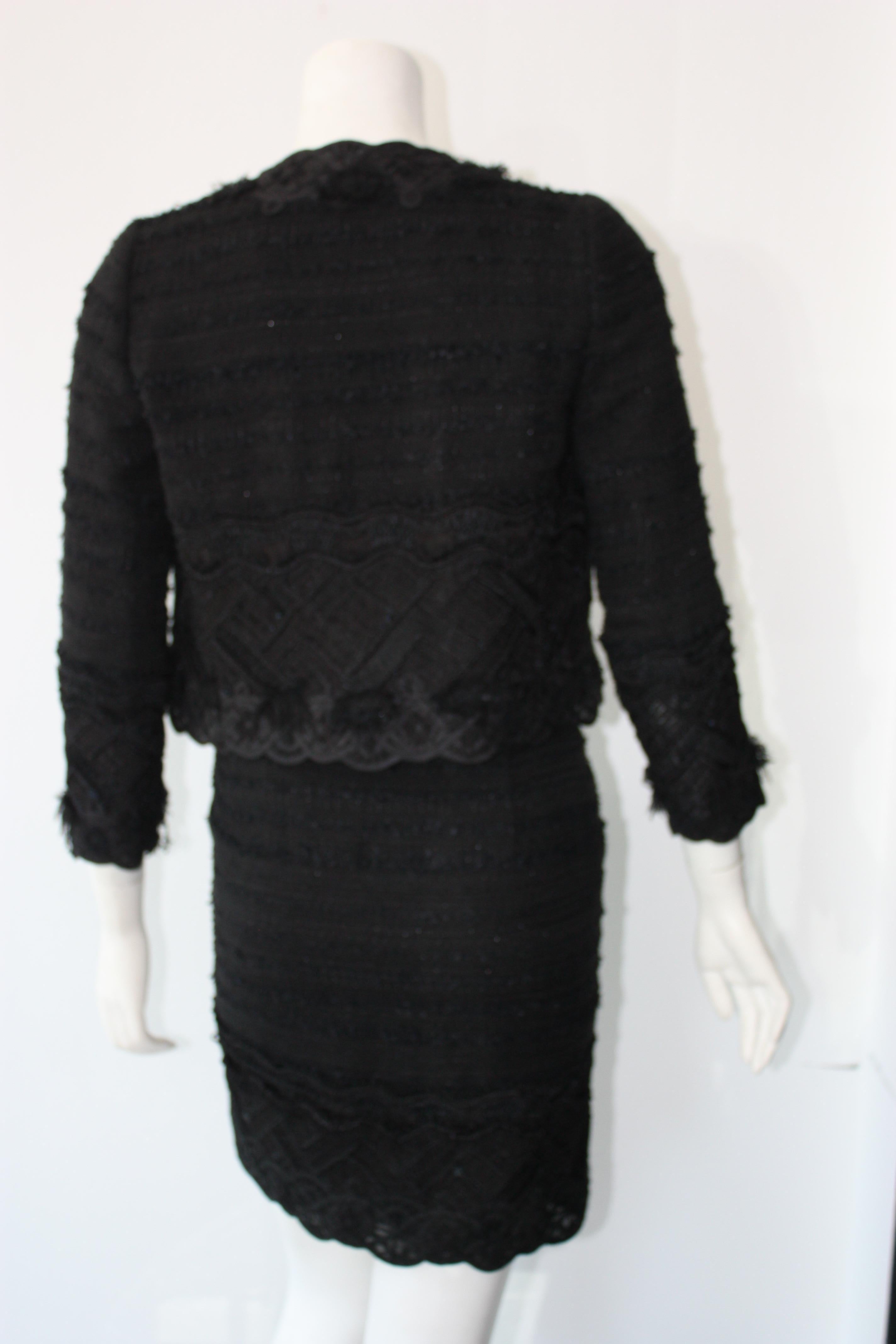 Oscar de la Renta Black Skirt Suit Ensemble Size 2  For Sale 3