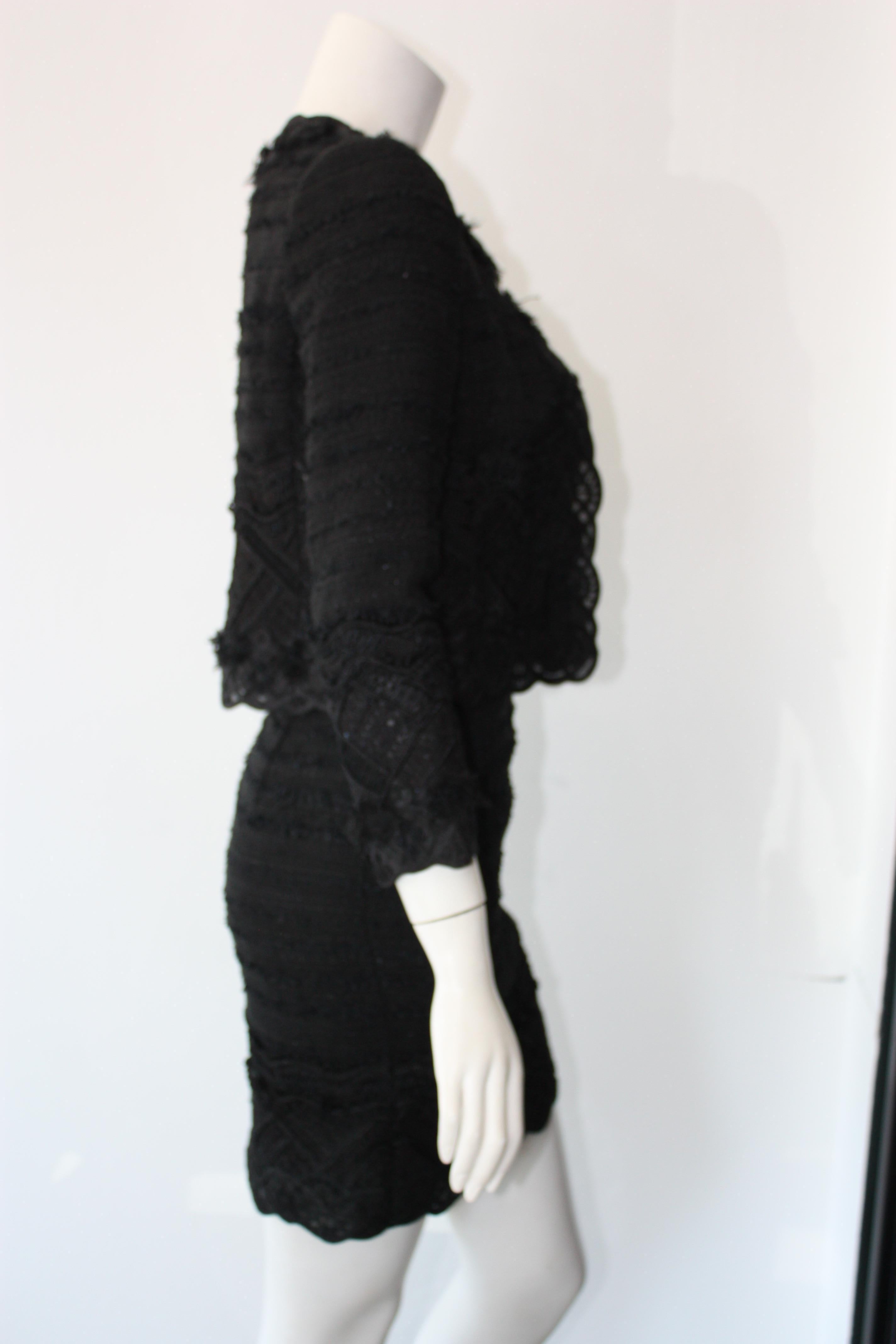 Oscar de la Renta Black Skirt Suit Ensemble Size 2  For Sale 4