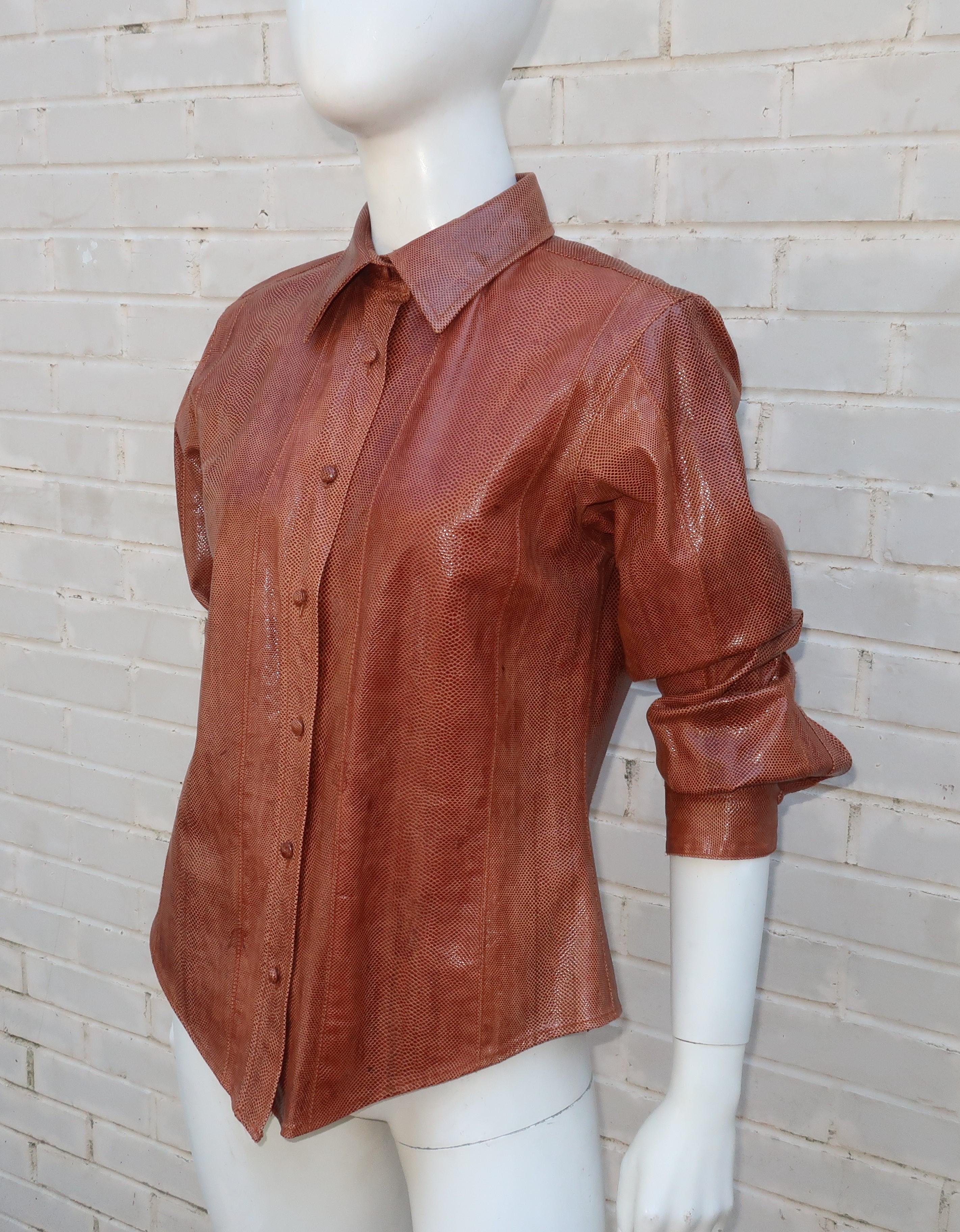 OSCAR DE LA RENTA Snakeskin Blouse Jacket In Good Condition In Atlanta, GA