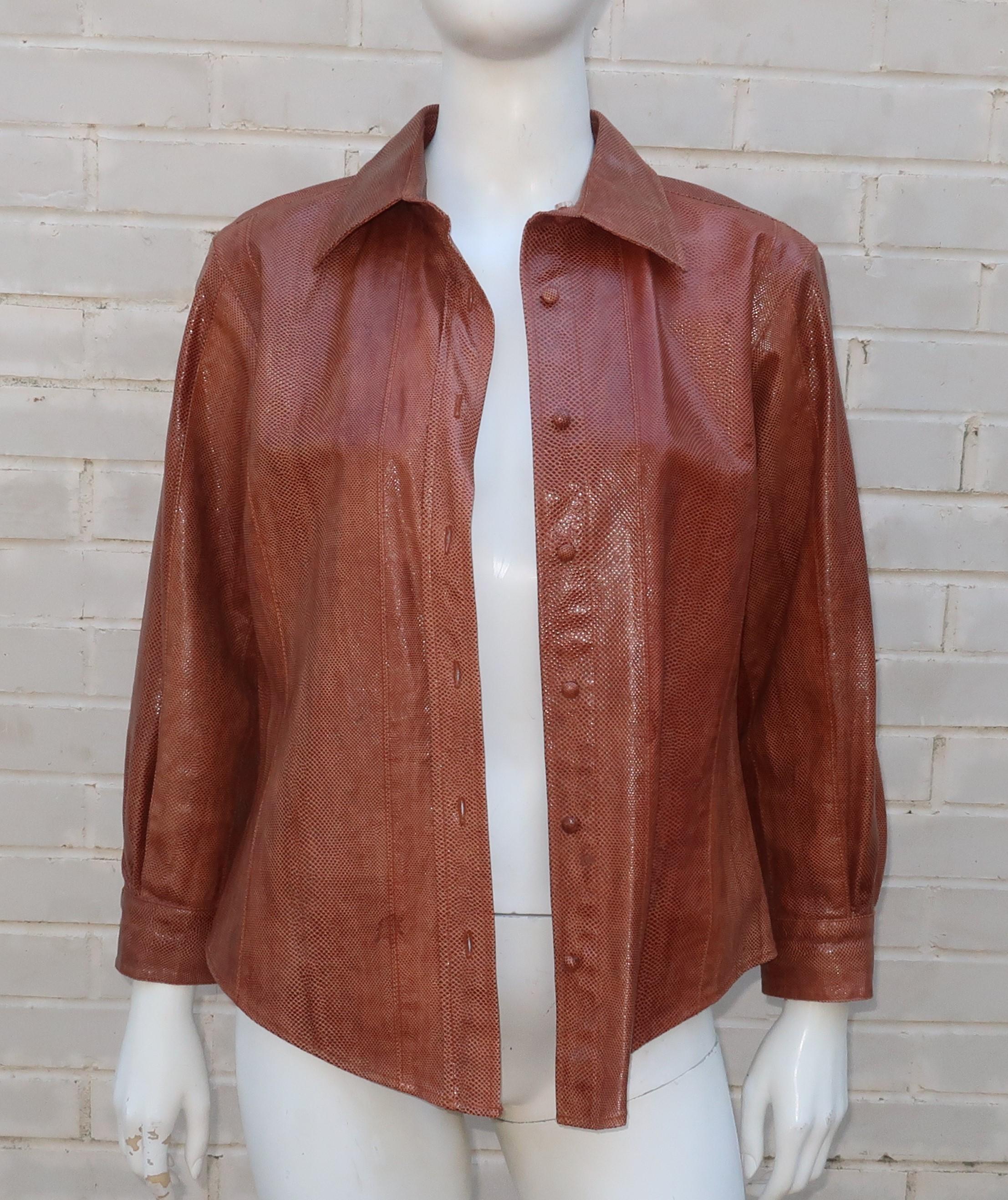 OSCAR DE LA RENTA Snakeskin Blouse Jacket 3