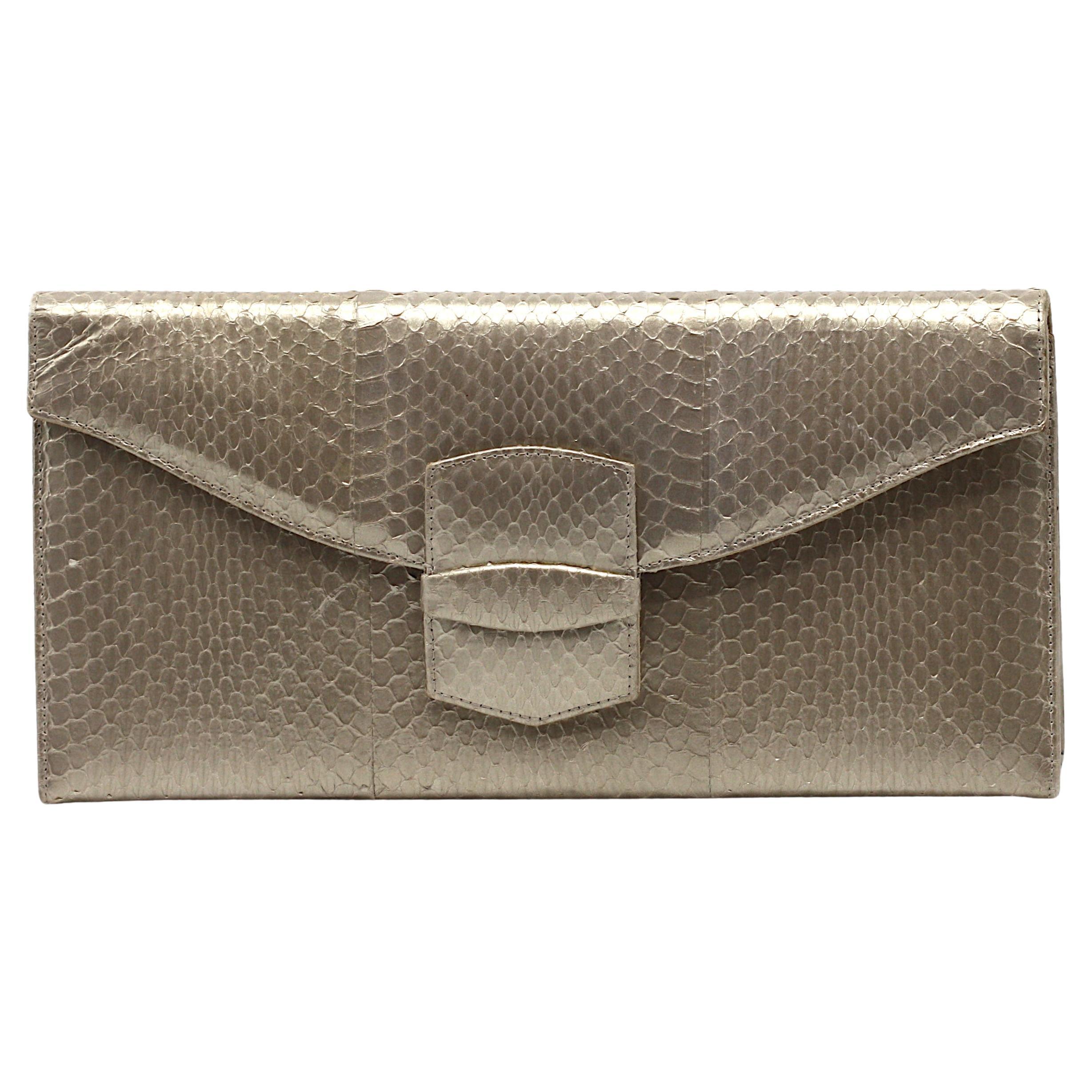 Oscar De La Renta - Pochette enveloppe en peau de serpent