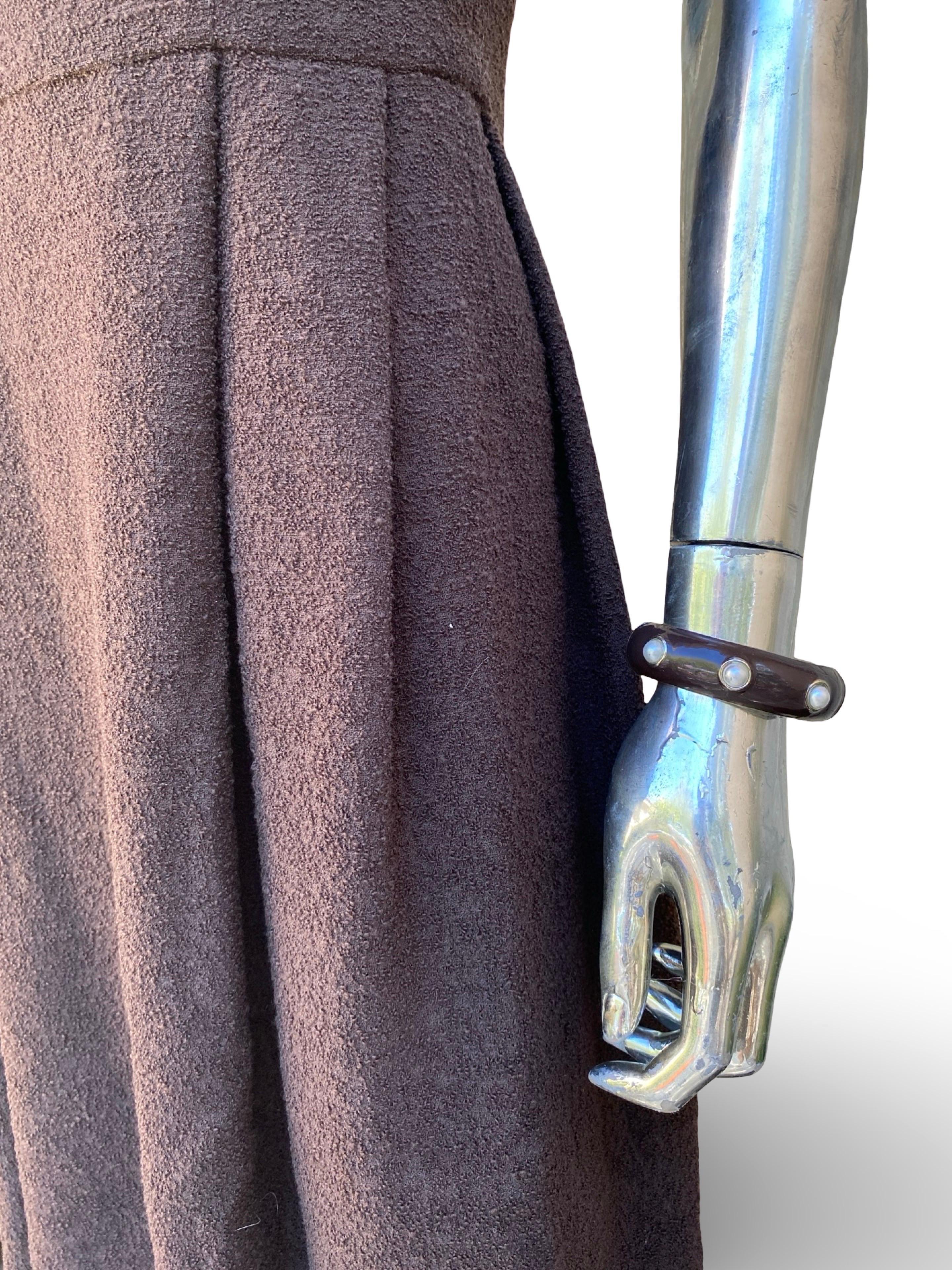 Oscar De La Renta Spektakulär Hand Perlen und Silber Braun Kleid Größe 4 im Angebot 6