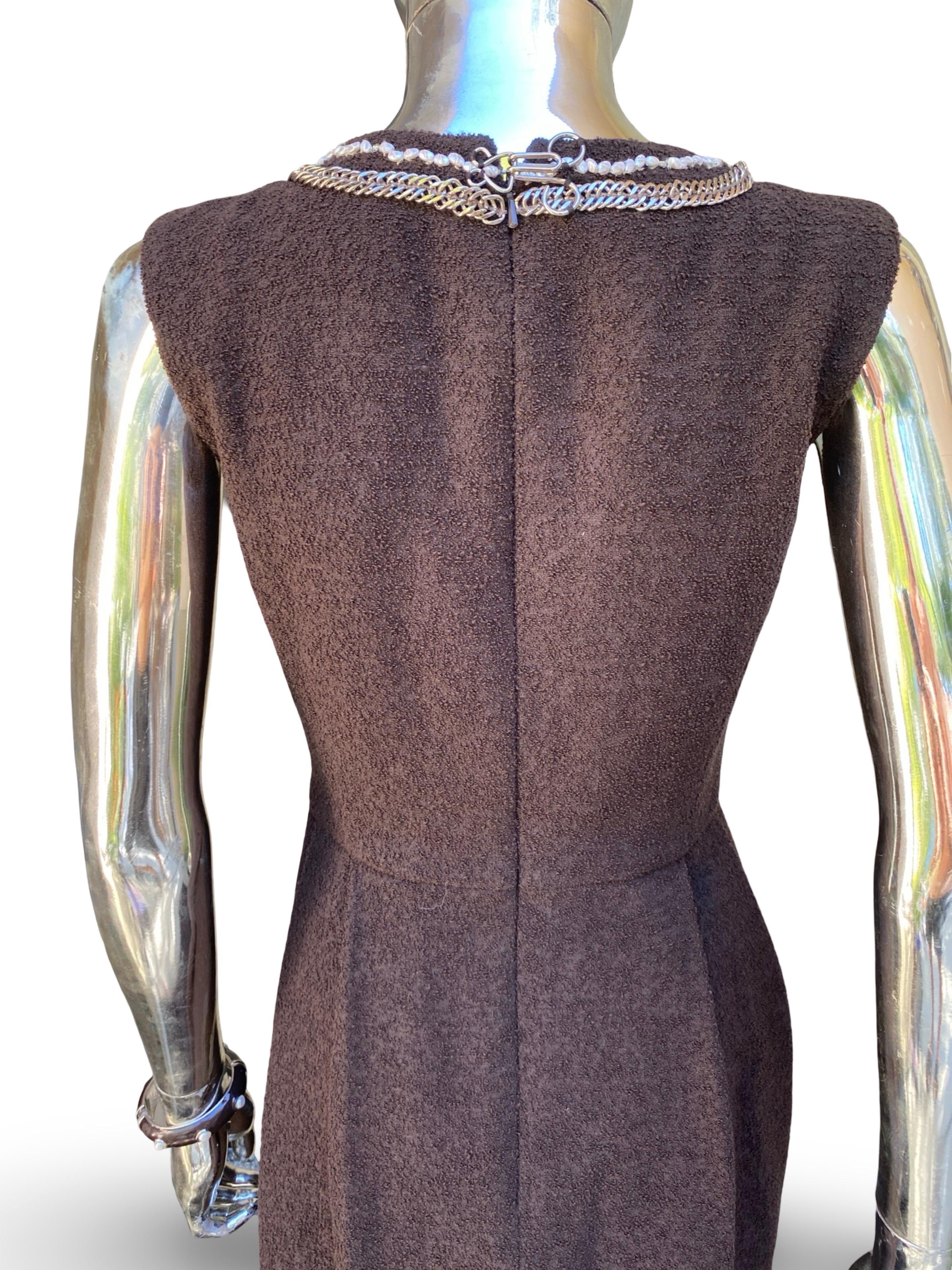 Oscar De La Renta Spektakulär Hand Perlen und Silber Braun Kleid Größe 4 im Angebot 7