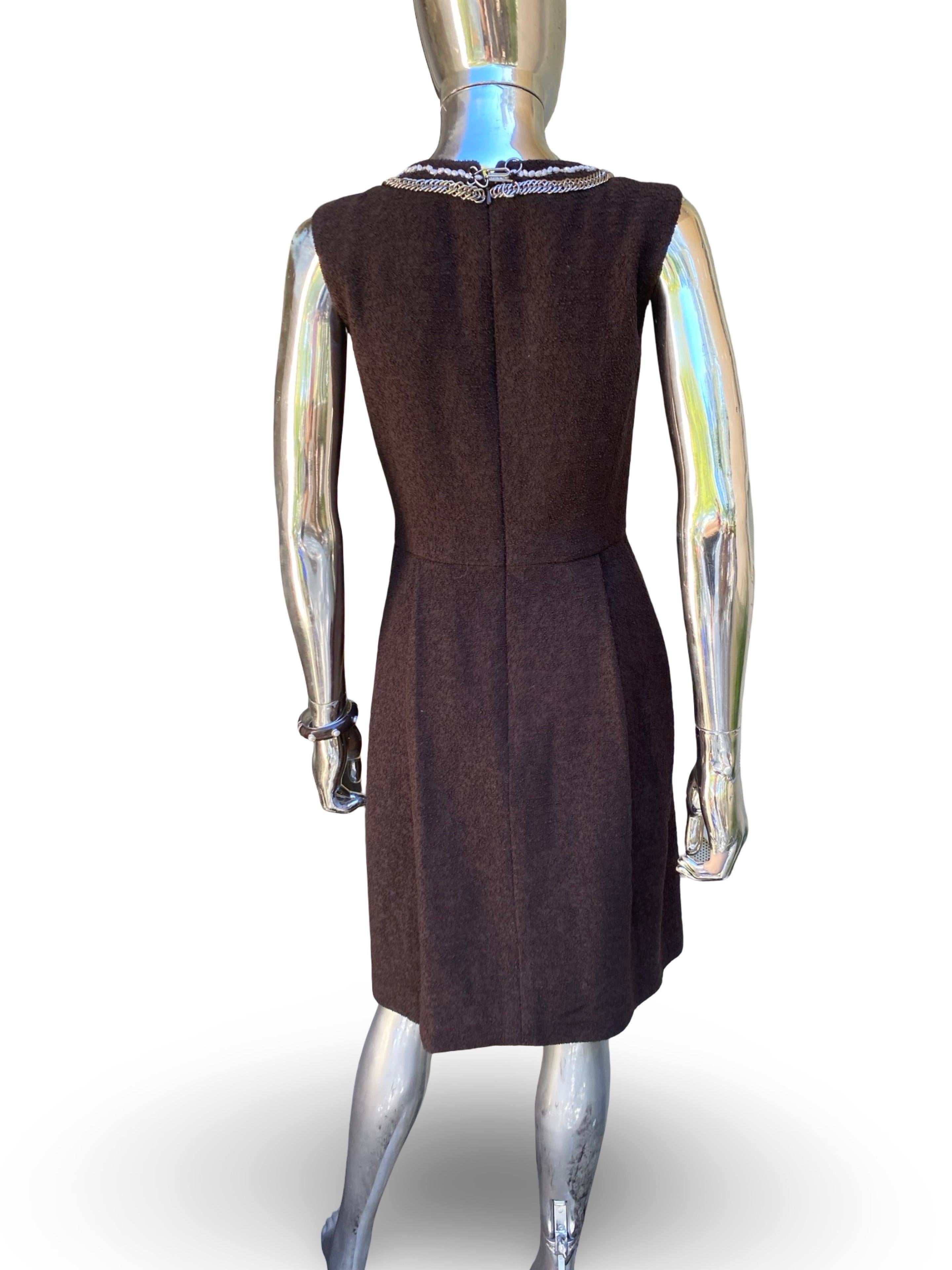 Oscar De La Renta Spektakulär Hand Perlen und Silber Braun Kleid Größe 4 im Angebot 8