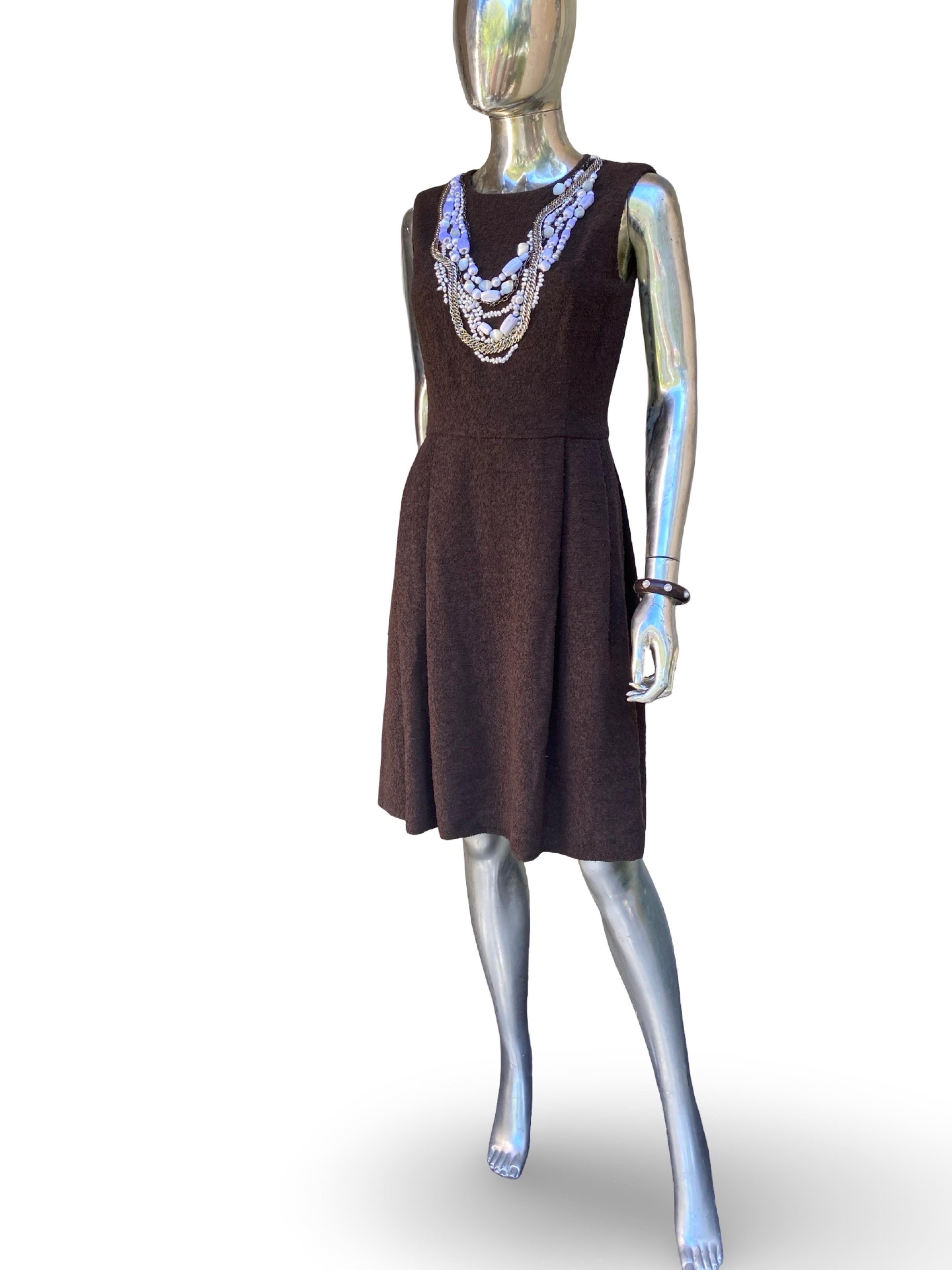 Oscar De La Renta Spektakulär Hand Perlen und Silber Braun Kleid Größe 4 im Angebot 9