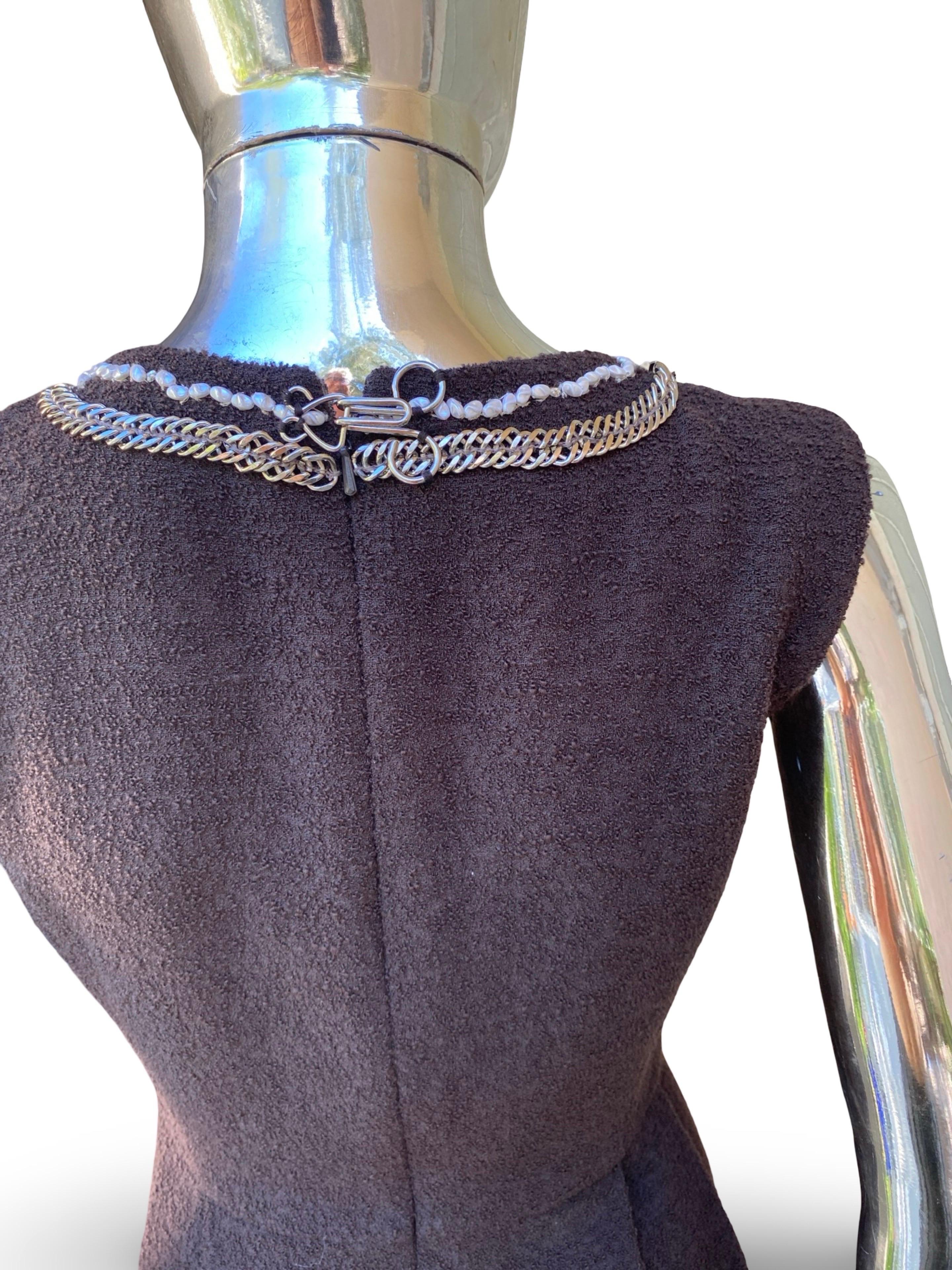 Oscar De La Renta Spektakulär Hand Perlen und Silber Braun Kleid Größe 4 im Angebot 10