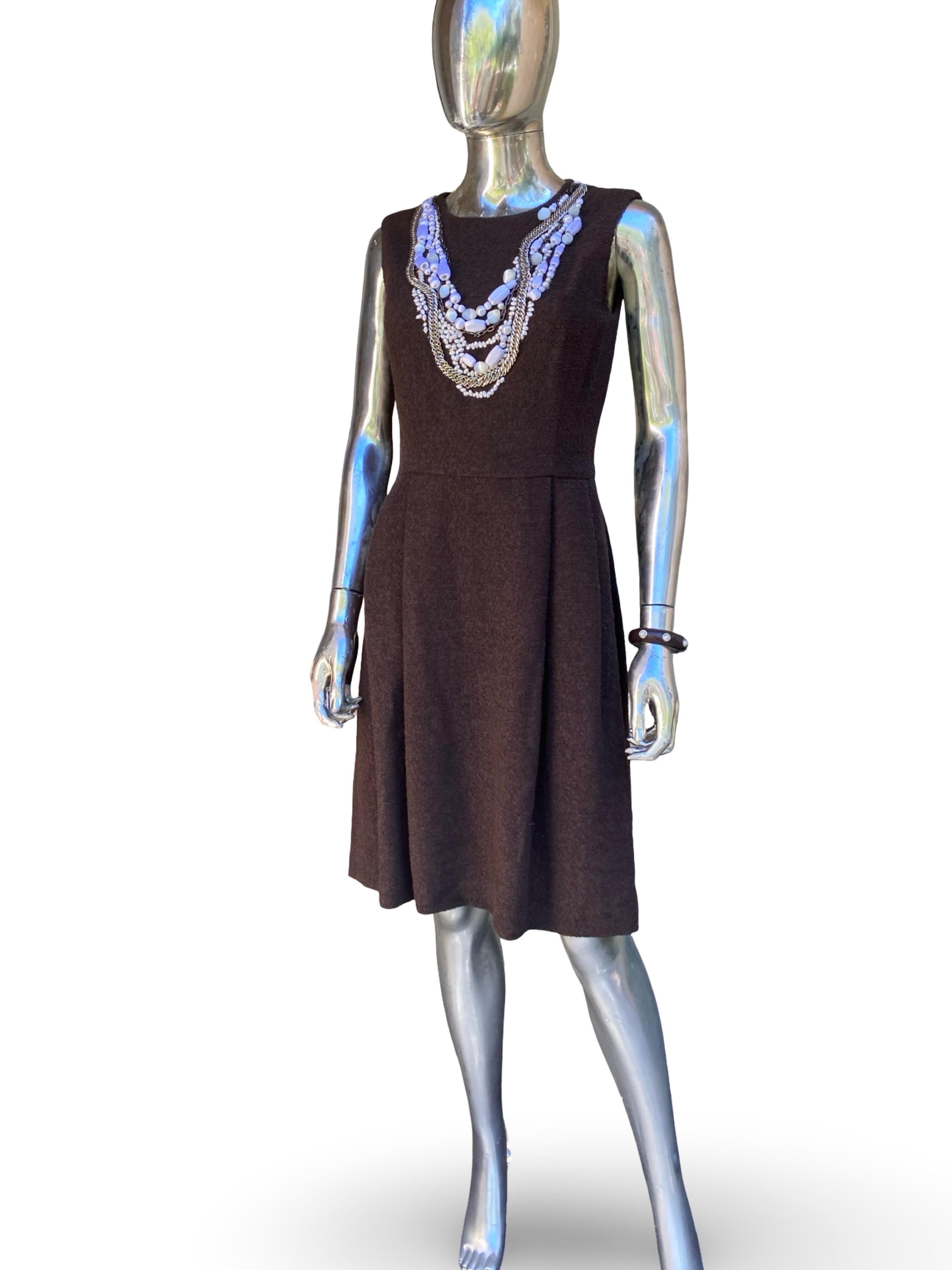 Oscar De La Renta Spektakulär Hand Perlen und Silber Braun Kleid Größe 4 Damen im Angebot