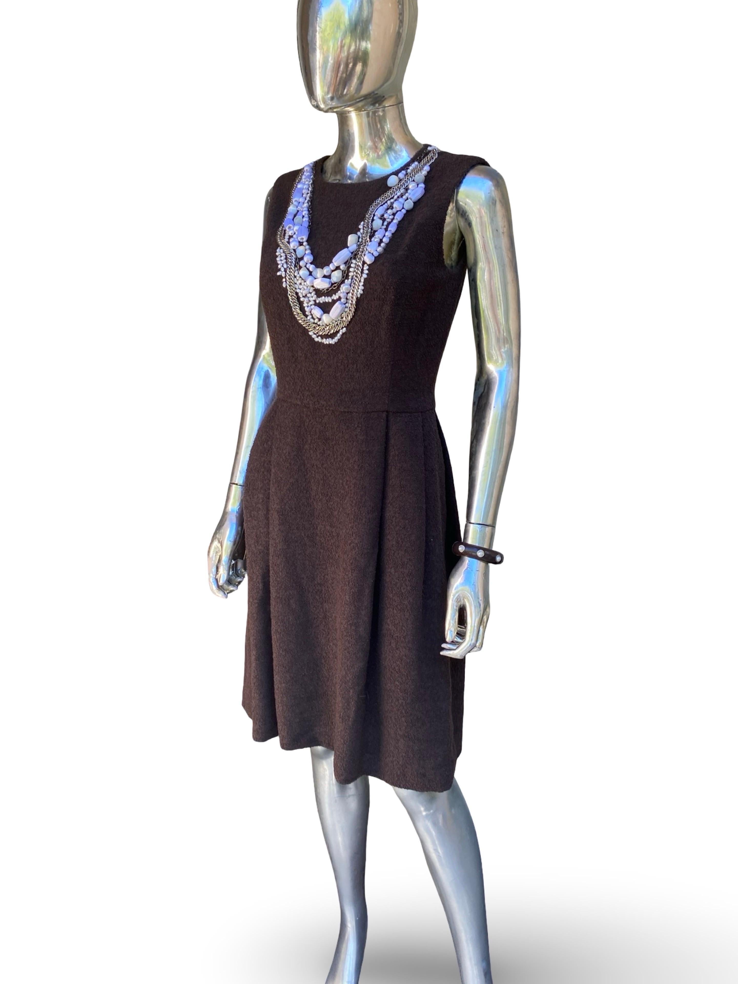 Oscar De La Renta Spektakulär Hand Perlen und Silber Braun Kleid Größe 4 im Angebot 1
