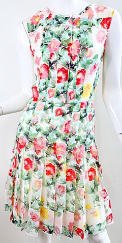 Oscar de la Renta Spring 2011 Runway Size 8 Silk Watercolor Peony Floral Dress