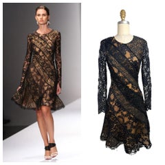 Oscar de la Renta Spring 2014 Runway Lace Cocktail Dress Look 5 US 0