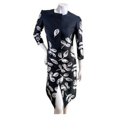 Oscar de la Renta Spring 2018 Black Ivory Botanical Coat Dress NWT