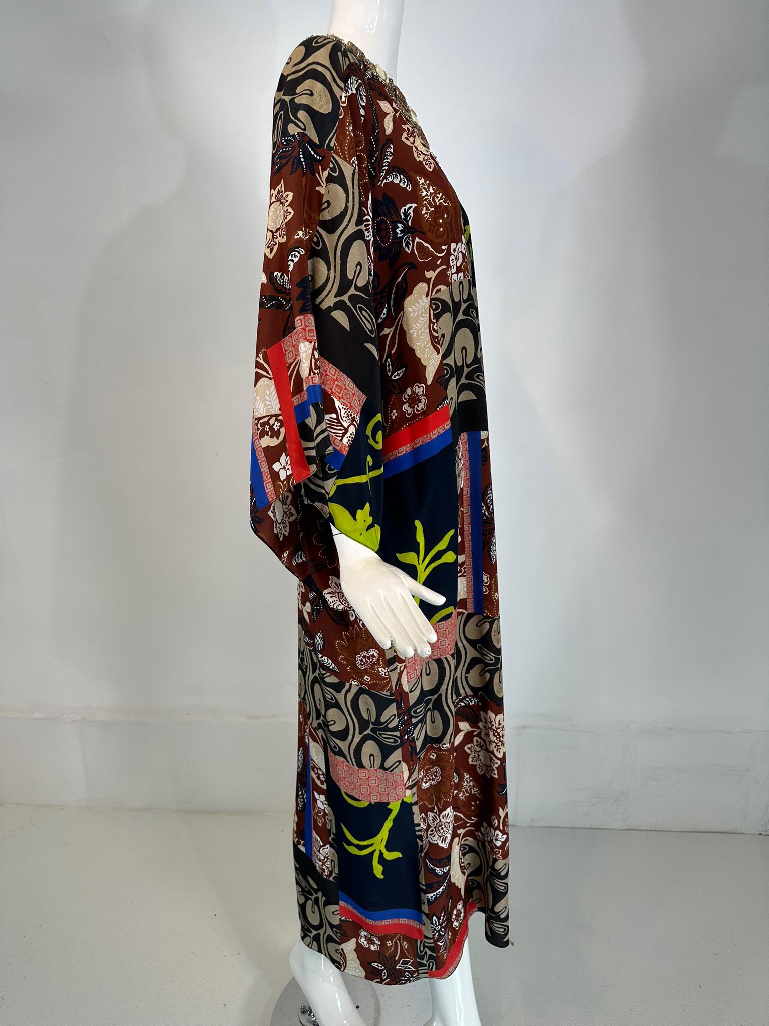 Noir Oscar de la Renta, caftan en soie imprimé bijoux, printemps/été 2012
