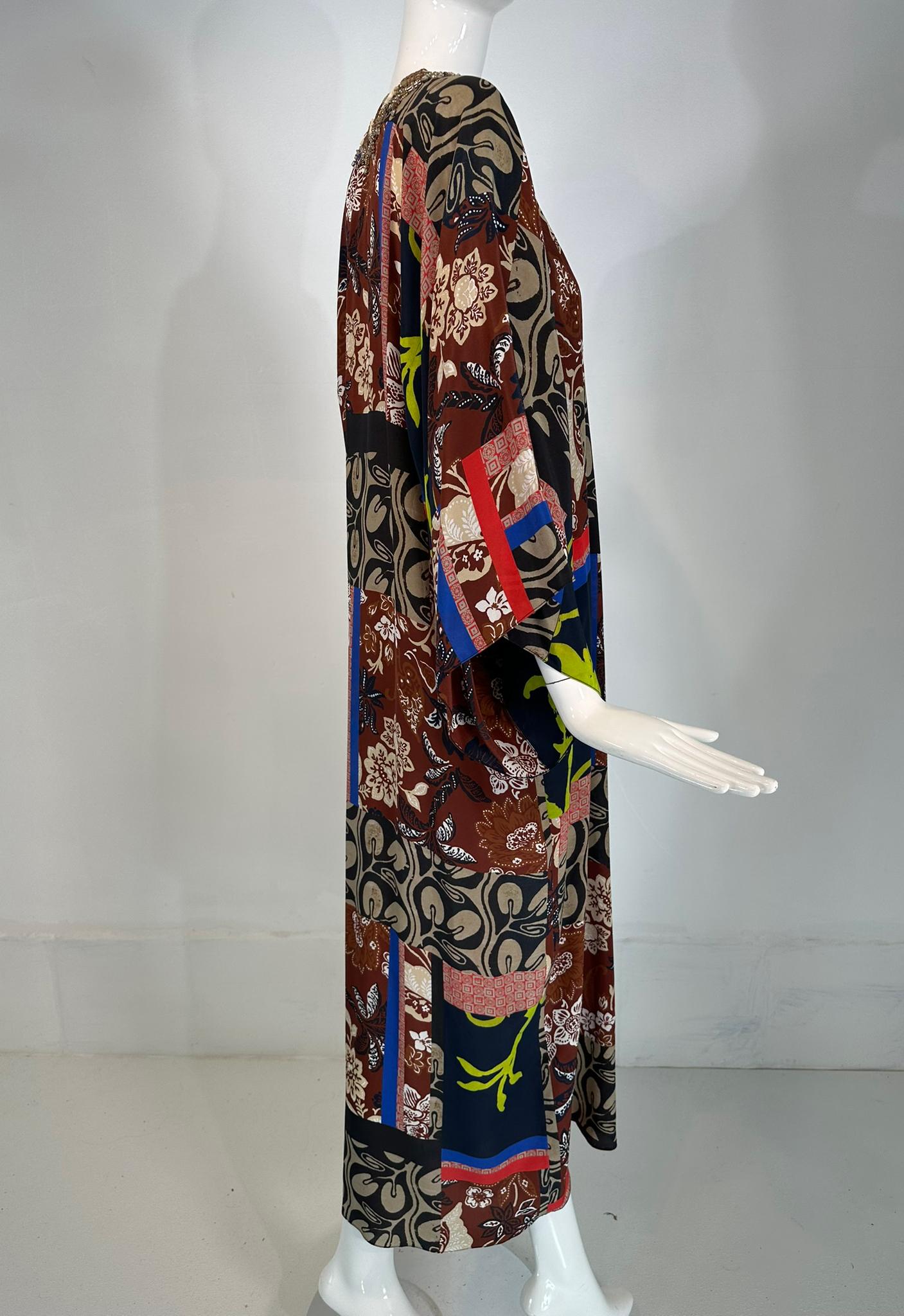 Oscar de la Renta, caftan en soie imprimé bijoux, printemps/été 2012 Bon état à West Palm Beach, FL