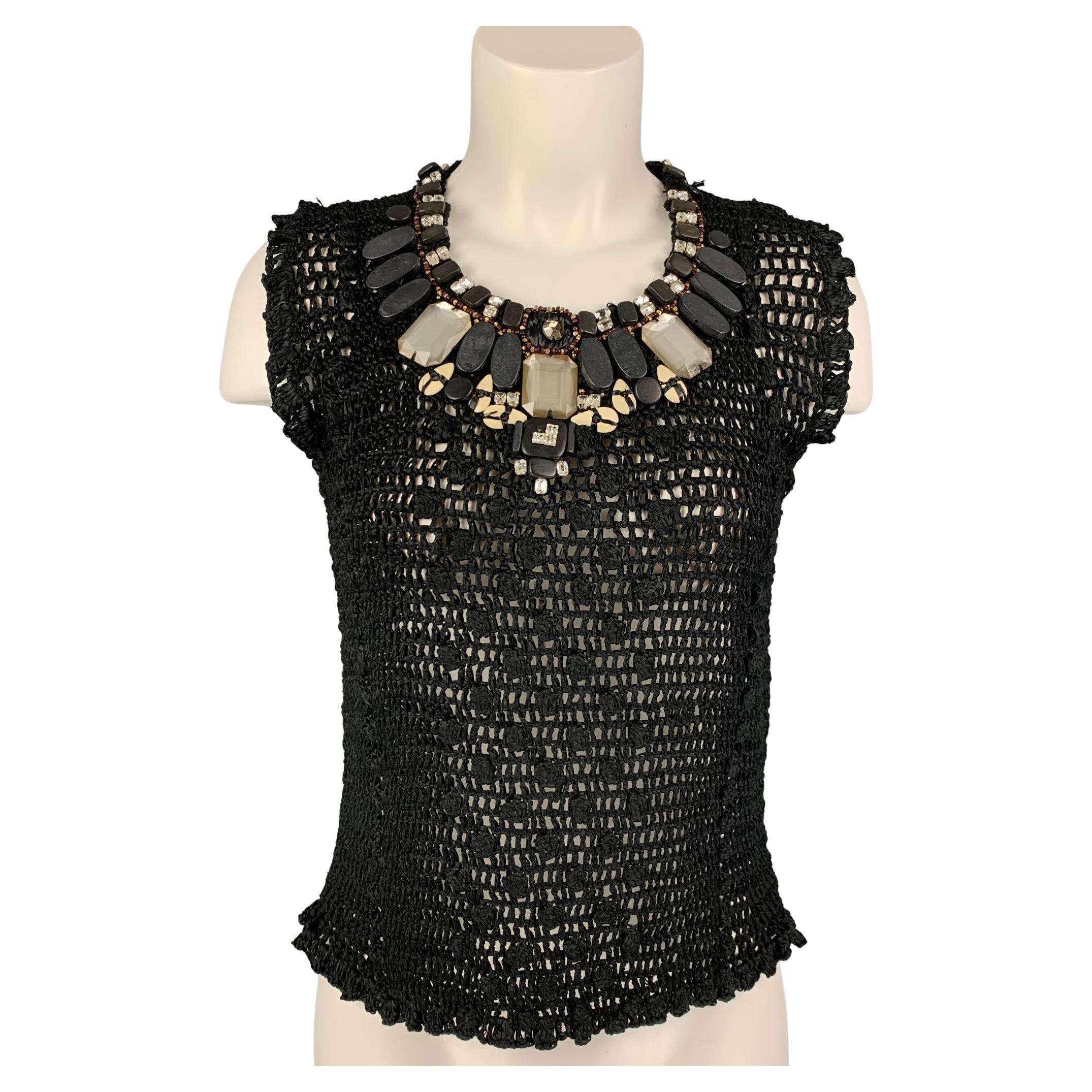 OSCAR DE LA RENTA Size 10 Black Long Sleeve Blouse main image 1
