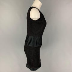 OSCAR DE LA RENTA SS 11 Size 10 Black Cotton Silk Textured Sheath Dress