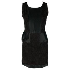 OSCAR DE LA RENTA SS 11 Taille 10 Robe fourreau texturée en coton et soie noire