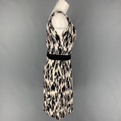 OSCAR DE LA RENTA SS 11 Size 10 Black White Silk Print Sleeveless Sheath Dress