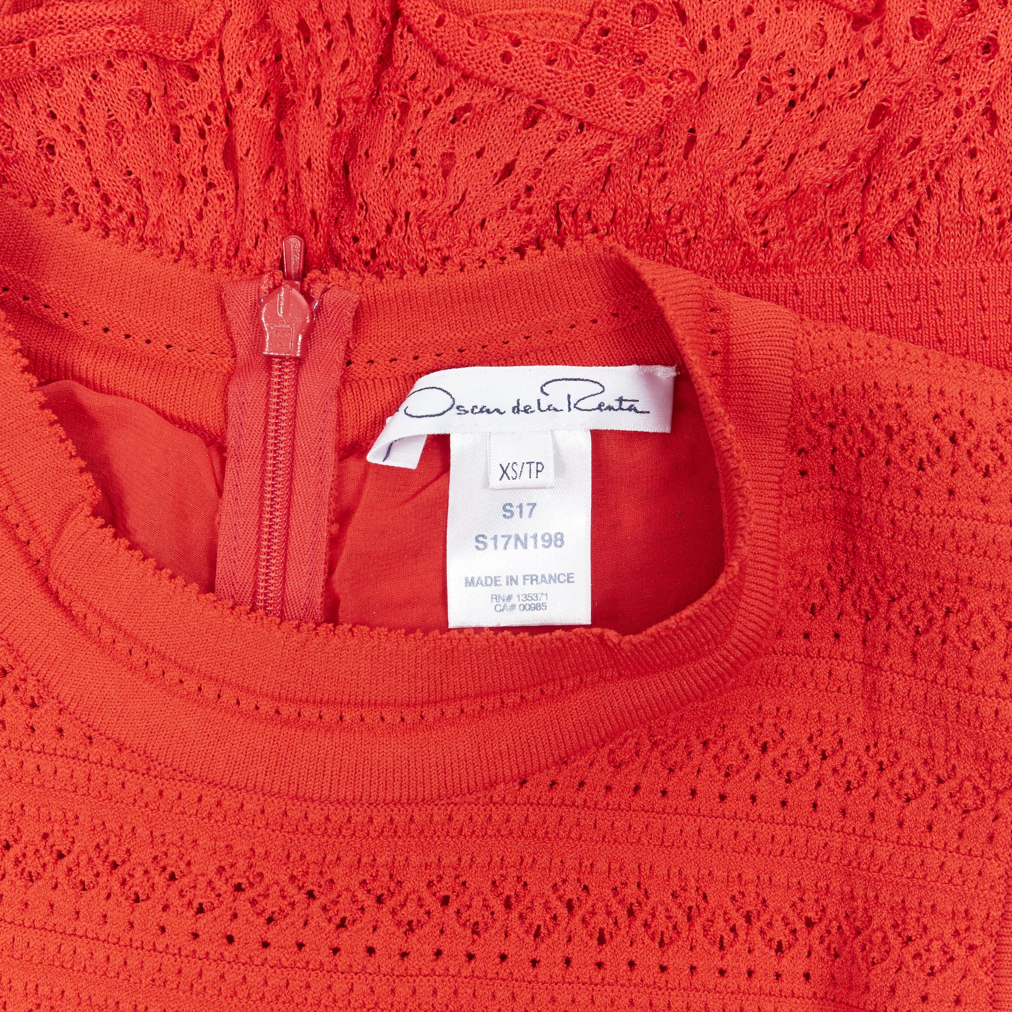 OSCAR DE LA RENTA SS17 red knitted tiered ruffle trimevening gown dress XS 4