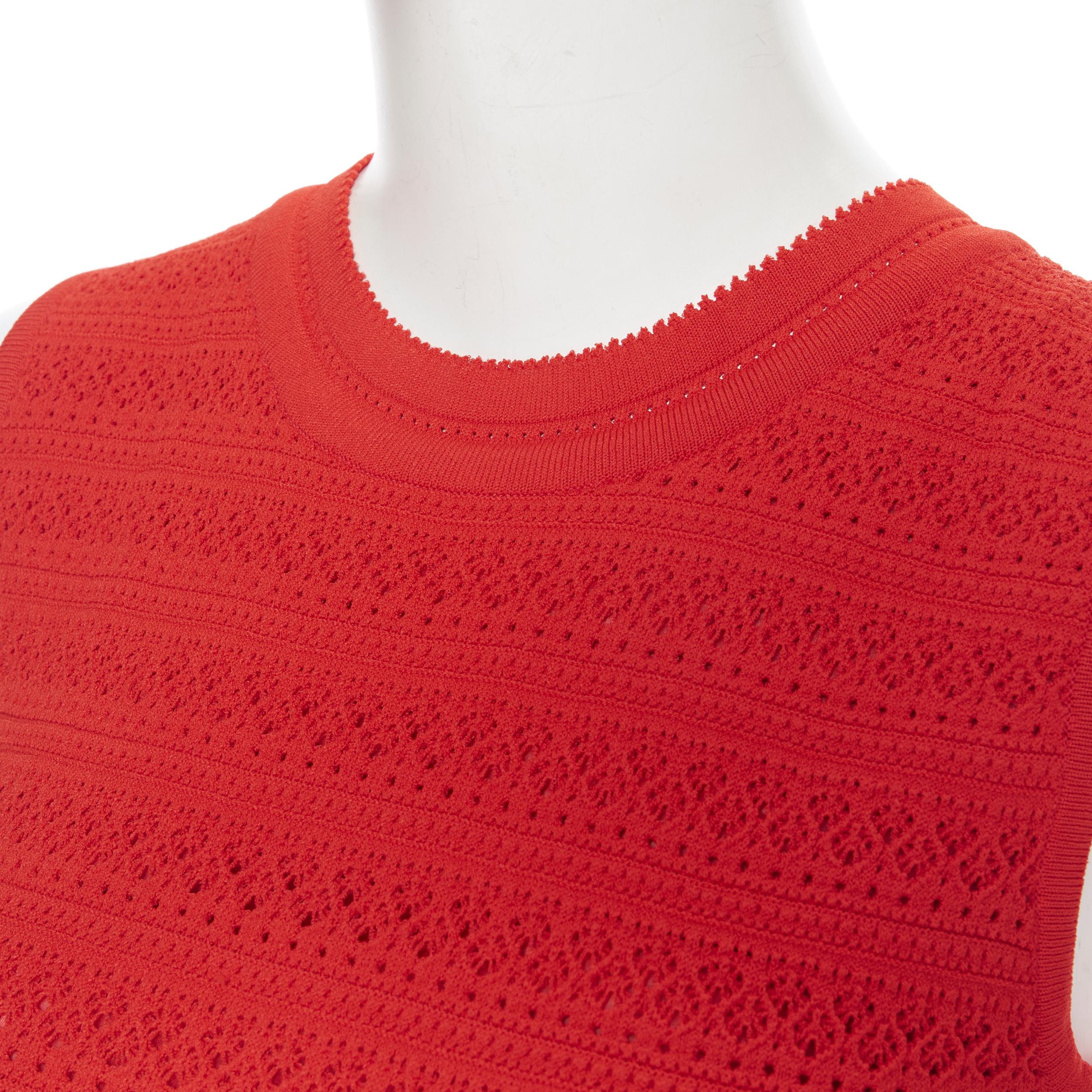 OSCAR DE LA RENTA SS17 red knitted tiered ruffle trimevening gown dress XS 2