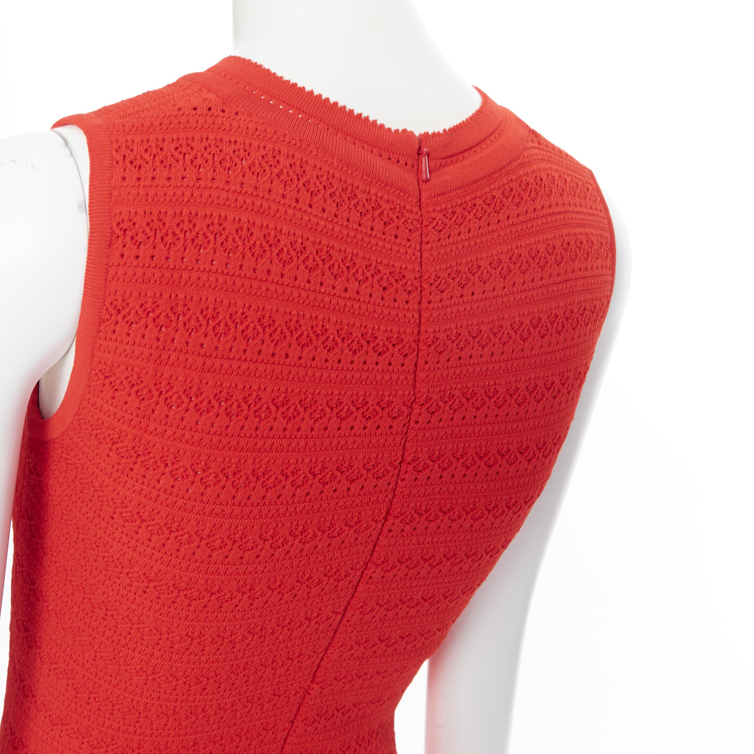 OSCAR DE LA RENTA SS17 red knitted tiered ruffle trimevening gown dress XS 3