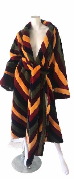 Oscar de la Renta Striped Fur Coat