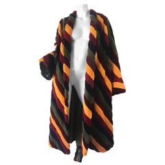 Retro Oscar de la Renta Striped Fur Coat