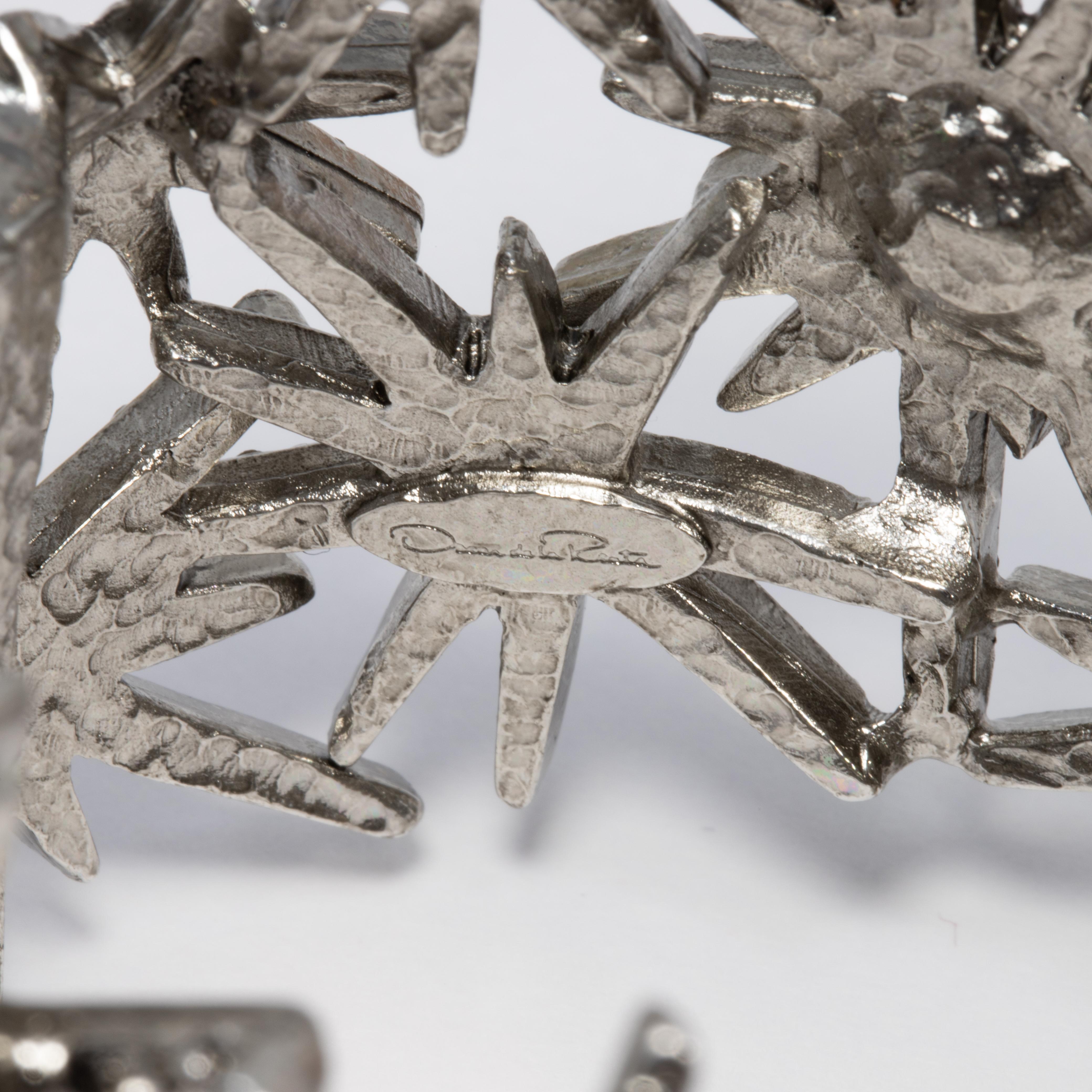 Oscar de la Renta Swarovski Crystal Fireworks Motif Statement Bracelet in Silver 2