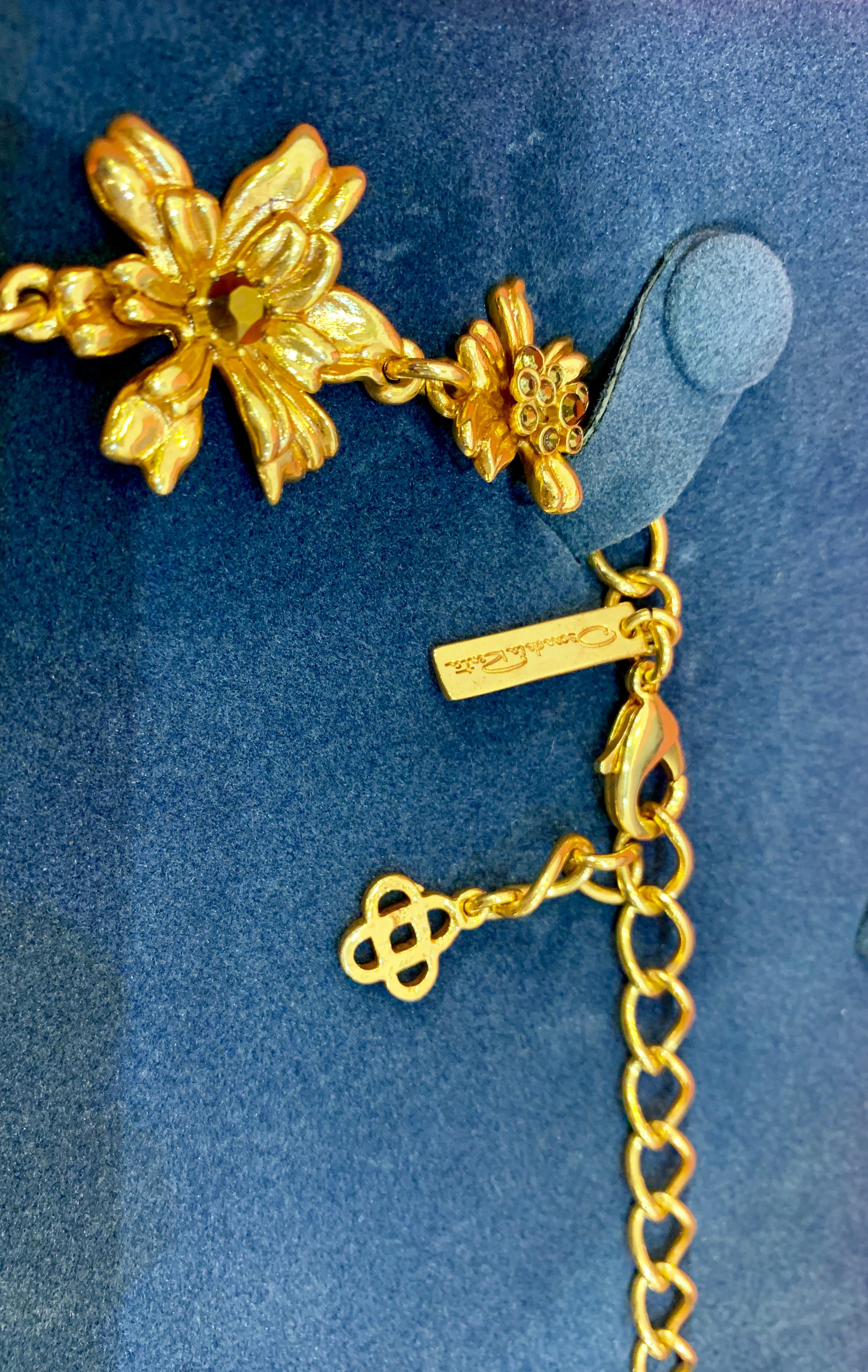 Oscar de la Renta Swarovski Crystal Flower Collar Necklace and Matching Earrings 2
