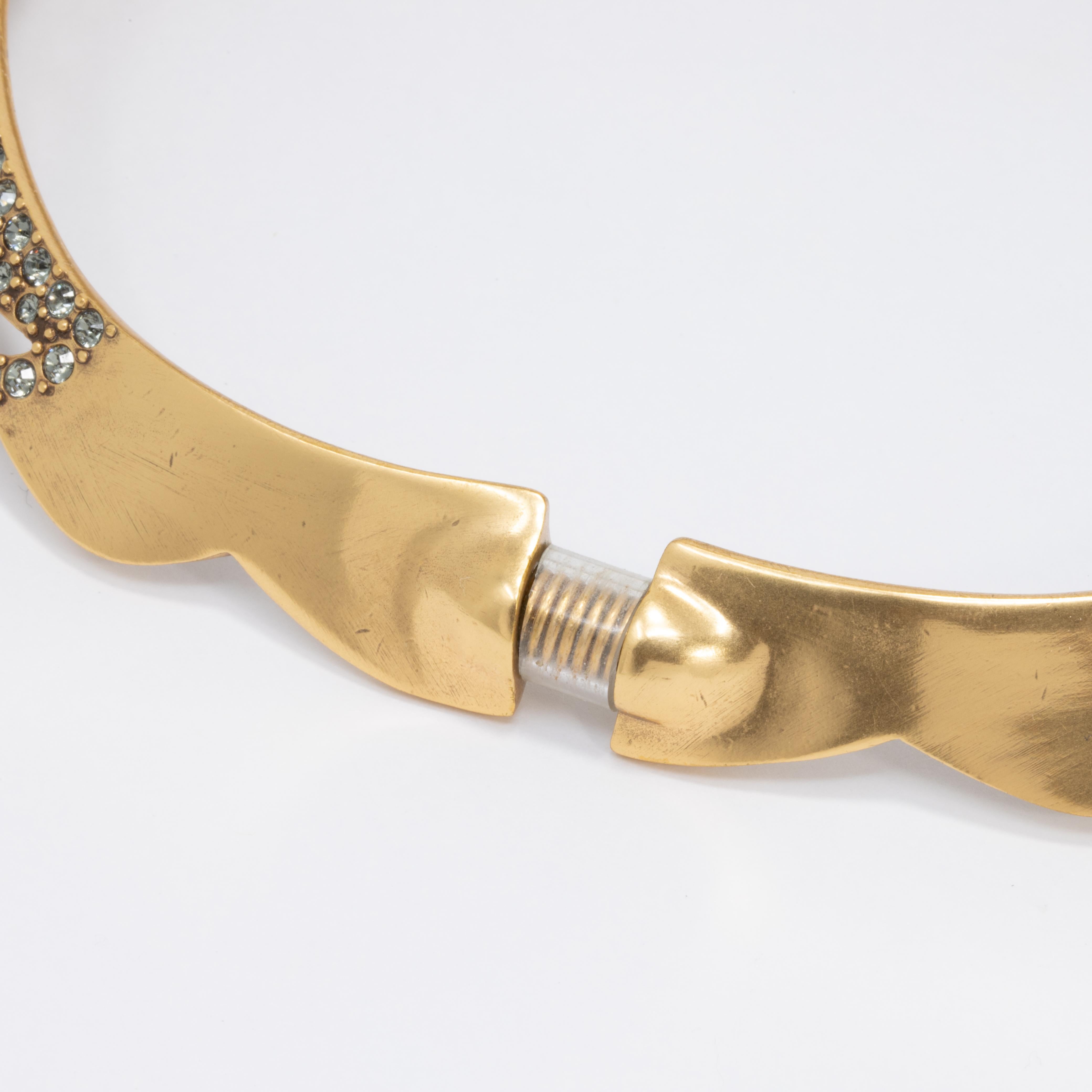 Oscar de la Renta Swarovski-Halskette mit rauchgrauem Kristallkragen in Gold im Angebot 1