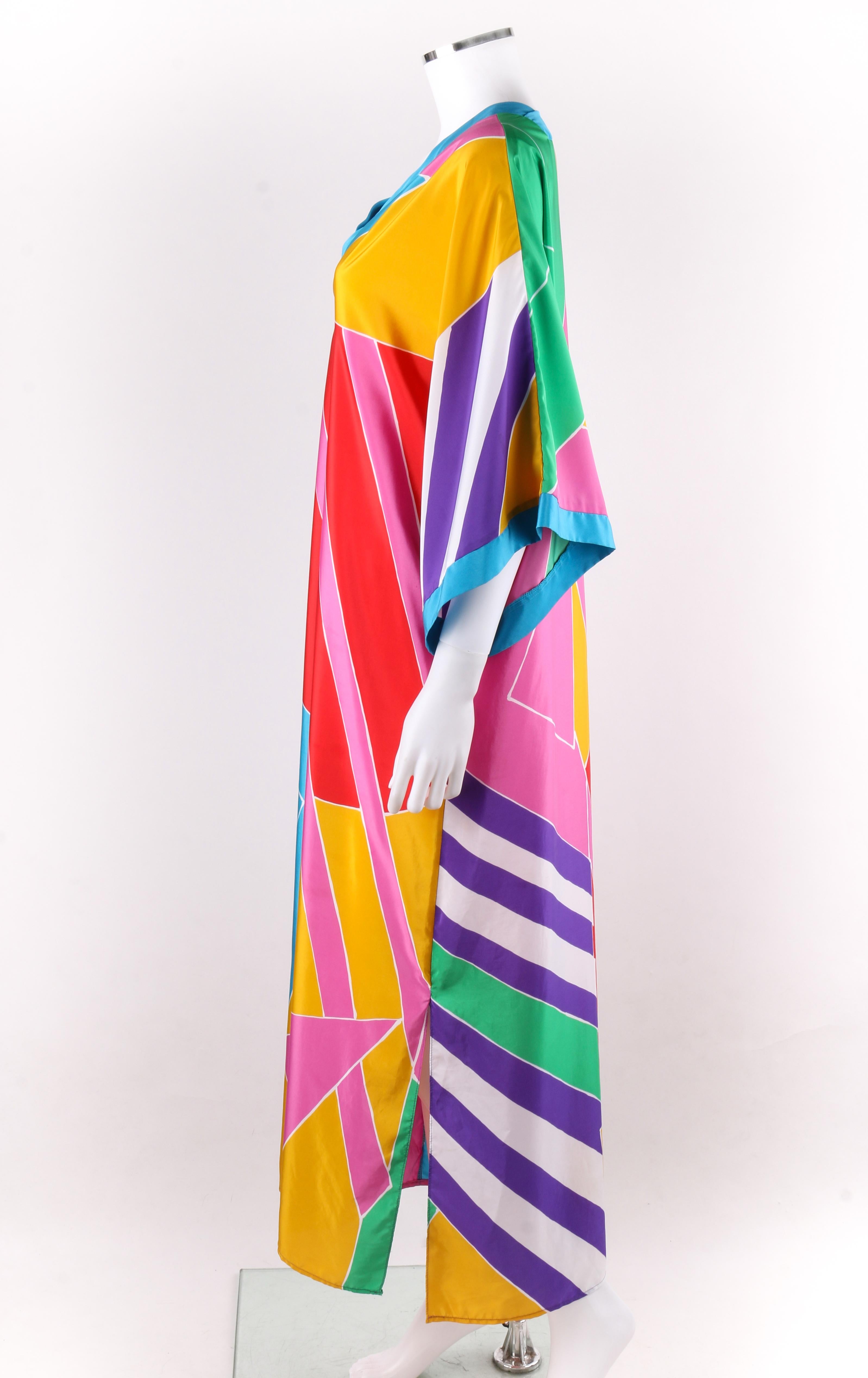 Women's OSCAR de la RENTA Swimwear c.1980’s Multi-Color Geometric Beach Cover Kaftan