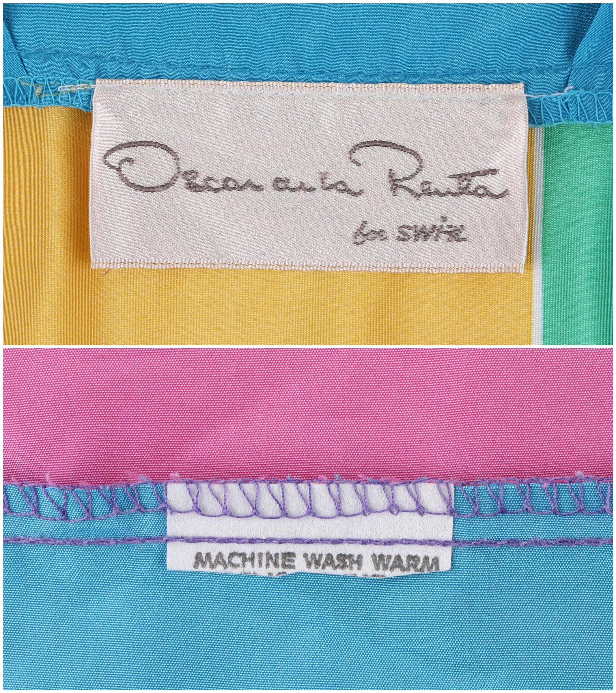 OSCAR de la RENTA Swimwear c.1980’s Multi-Color Geometric Beach Cover Kaftan 1
