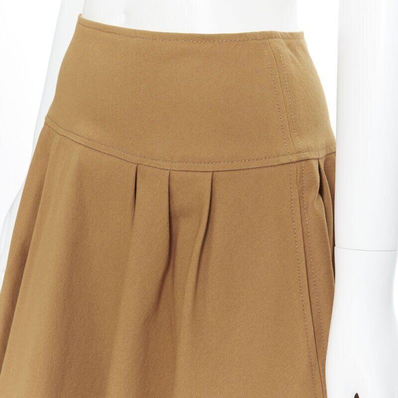 OSCAR DE LA RENTA tan brown nylon cotton flared knee length skirt US0 25