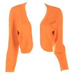 Oscar de la Renta Tangerine Orange Cashmere 2008 Cropped Bolero Sweater Top