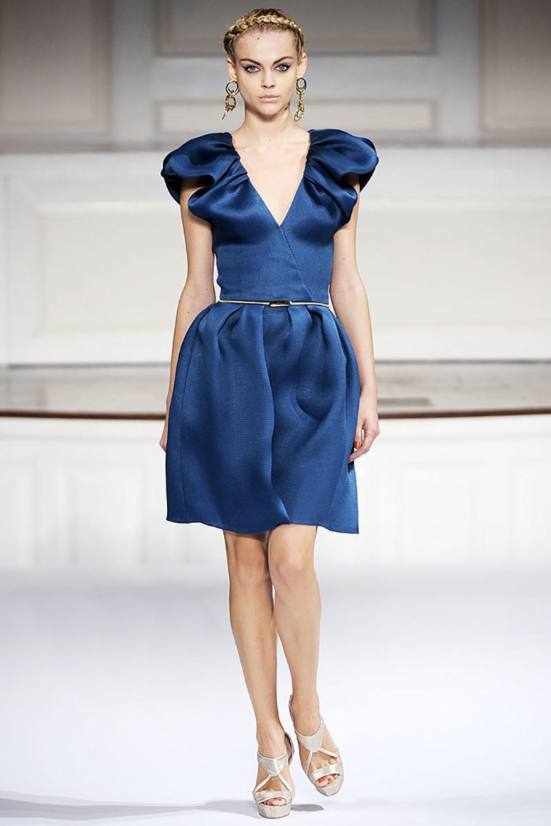Vestido de cóctel Oscar De La Renta Runway Teal Green Blue Silk Basket Weave en venta 3