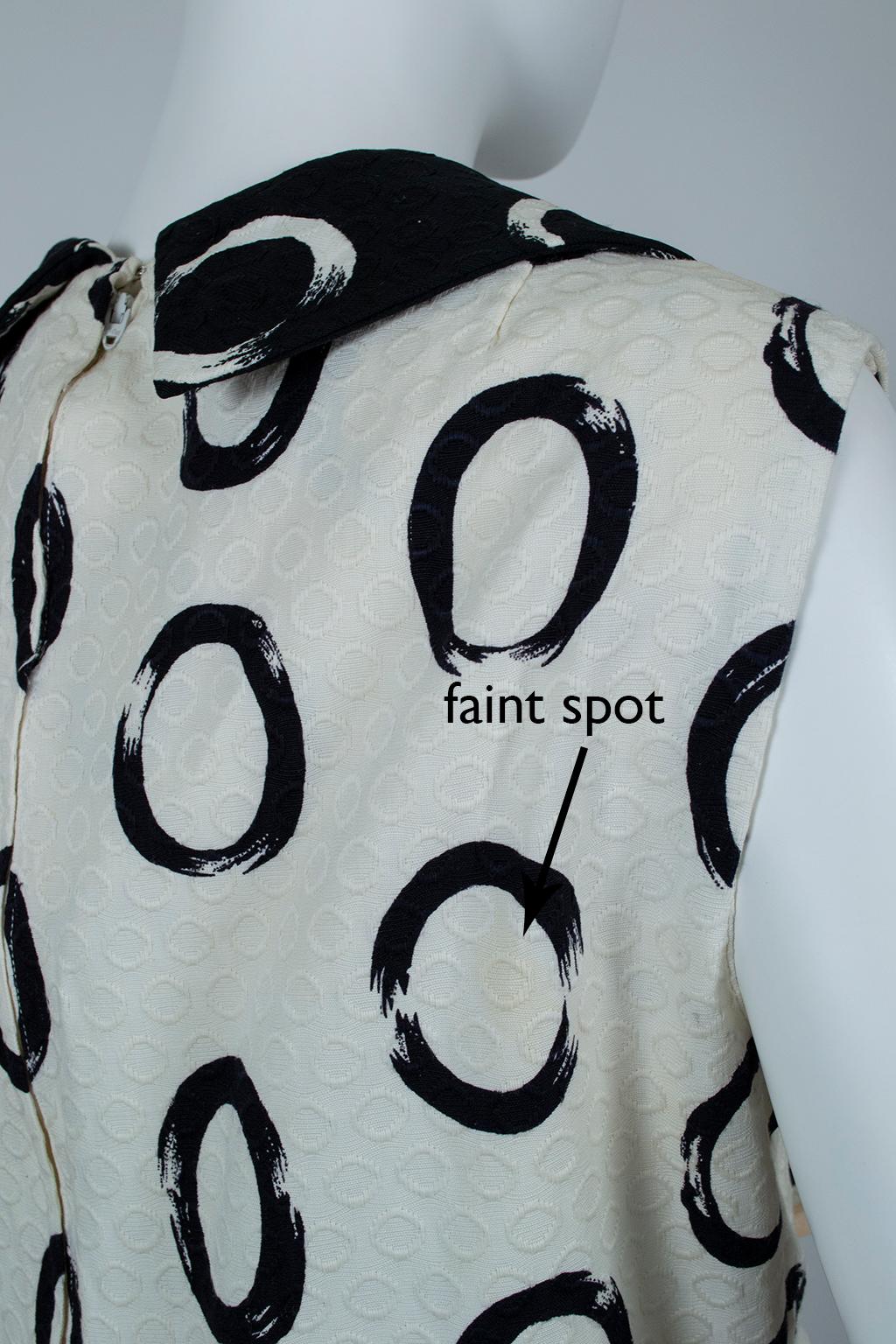 Oscar de la Renta *Larger Size* Black White Bead-Trim Shirtwaist Dress- L, 1960s 7