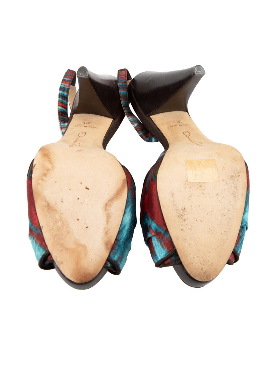 Oscar de la Renta Tie Dye Slingback Bow Sandals Size IT 39 In Good Condition In London, GB